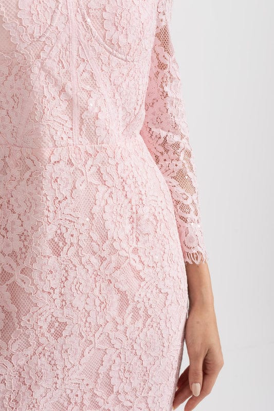 Amarisse | Soft Pink Lace Maxi Dress with Timeless Elegance by Koadclo