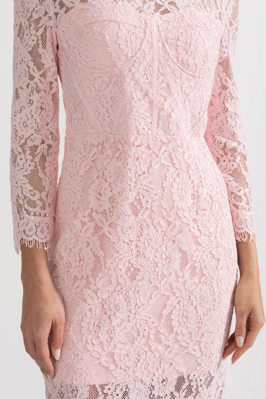 Amarisse | Soft Pink Lace Maxi Dress with Timeless Elegance by Koadclo