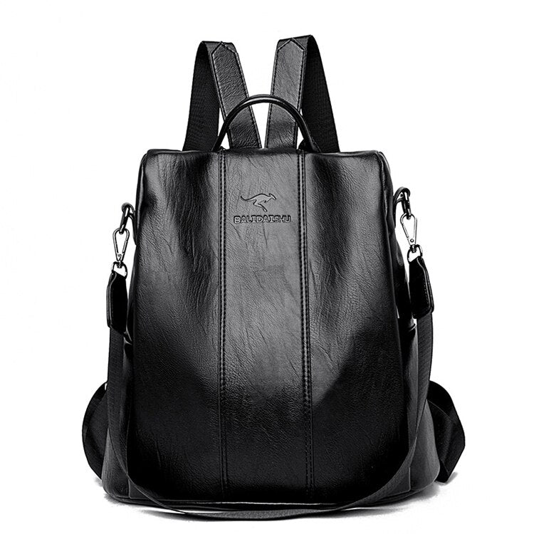 Koadclo | Theft-Proof Leather Backpack for Women – Vintage Style Anti-Theft Travel Daypack
