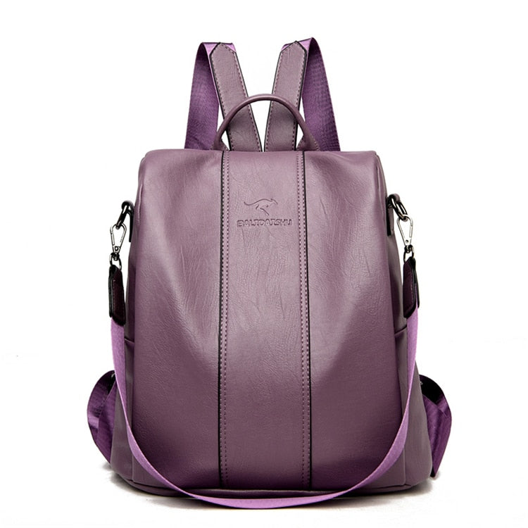 Koadclo | Theft-Proof Leather Backpack for Women – Vintage Style Anti-Theft Travel Daypack