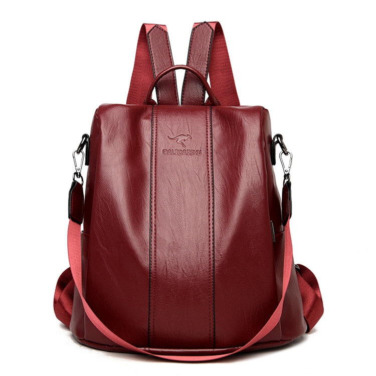 Koadclo | Theft-Proof Leather Backpack for Women – Vintage Style Anti-Theft Travel Daypack