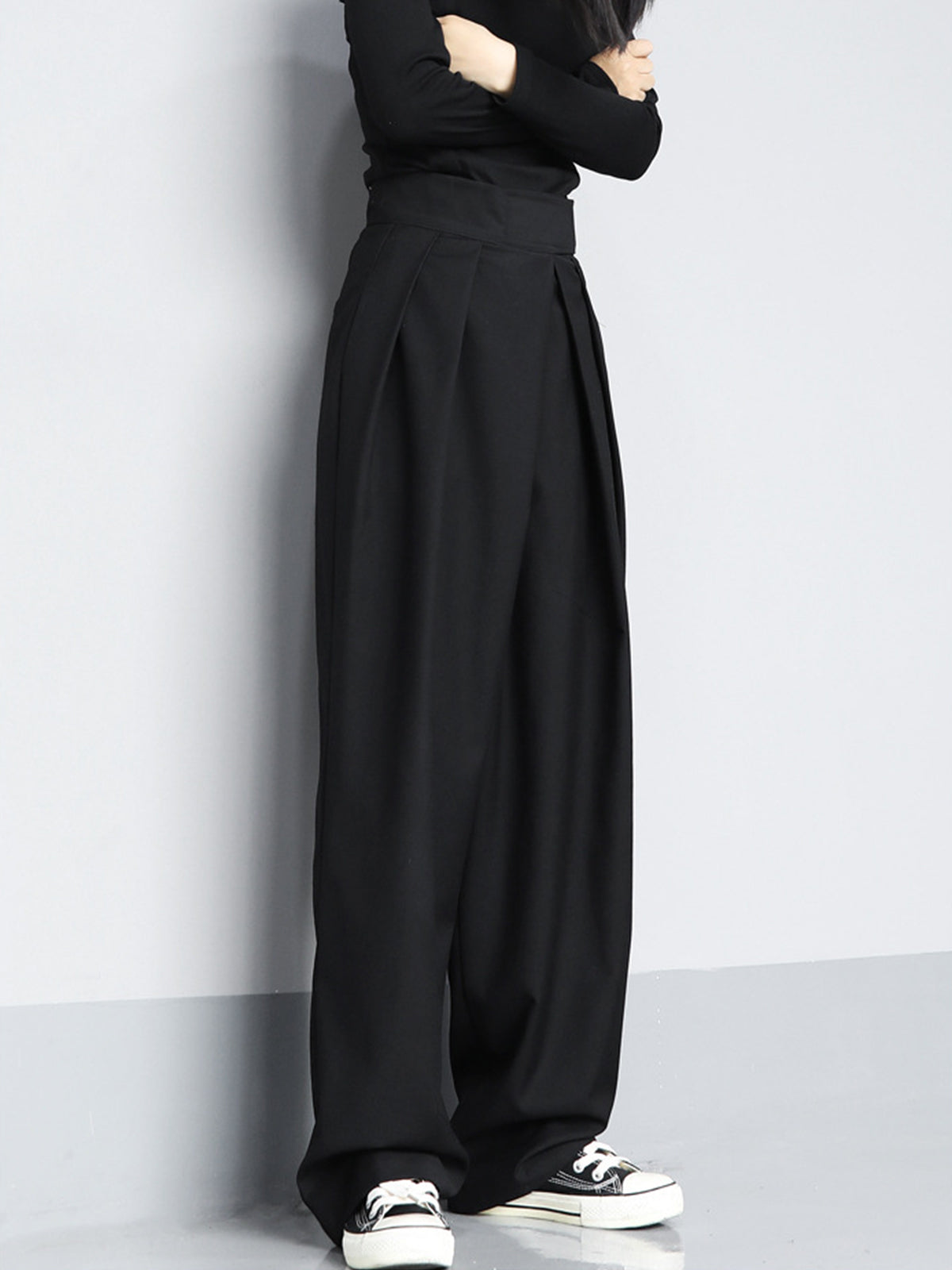 Hook-and-Loop Fastener Wide Leg Velcro Pants for Comfortable Casual Wear