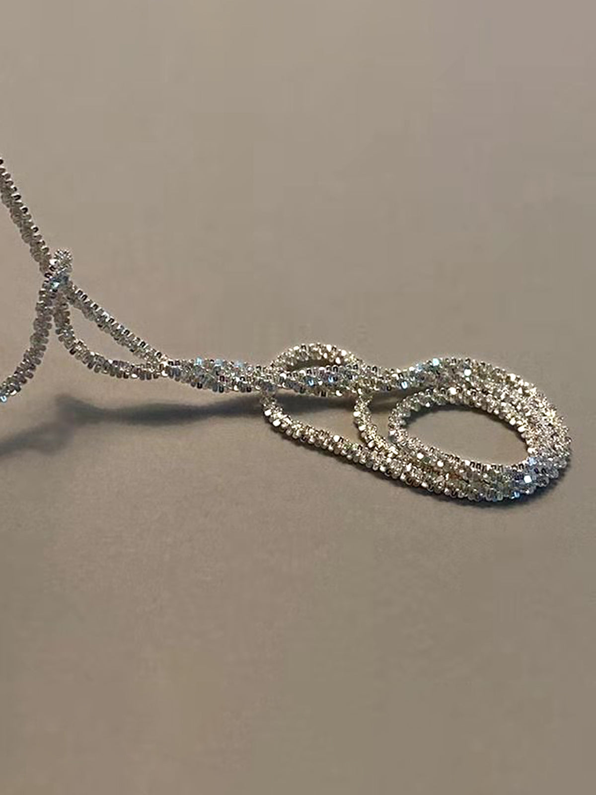 Rhinestone Decor Silver Plated Necklace, Elegant Bridal Jewelry Accessory