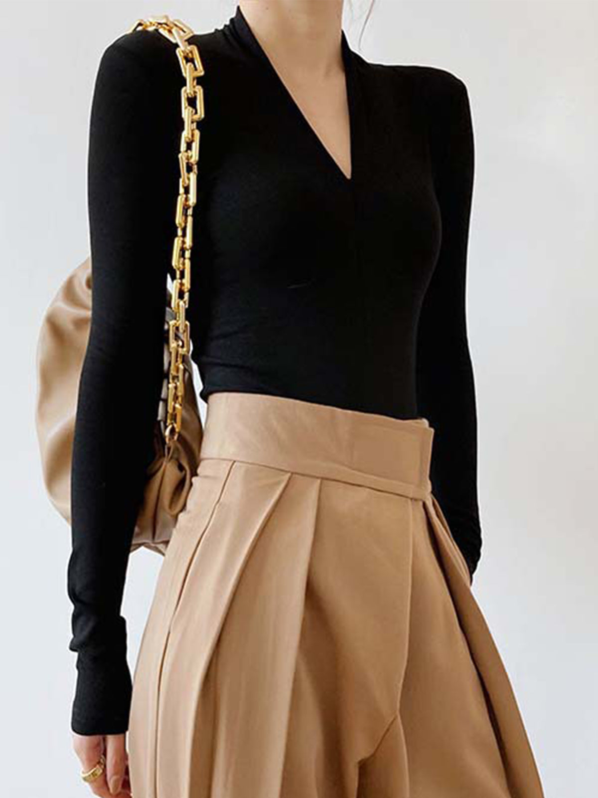 Solid Long Sleeve Knit Top for Women Casual Wear