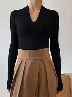 Solid Long Sleeve Knit Top for Women Casual Wear