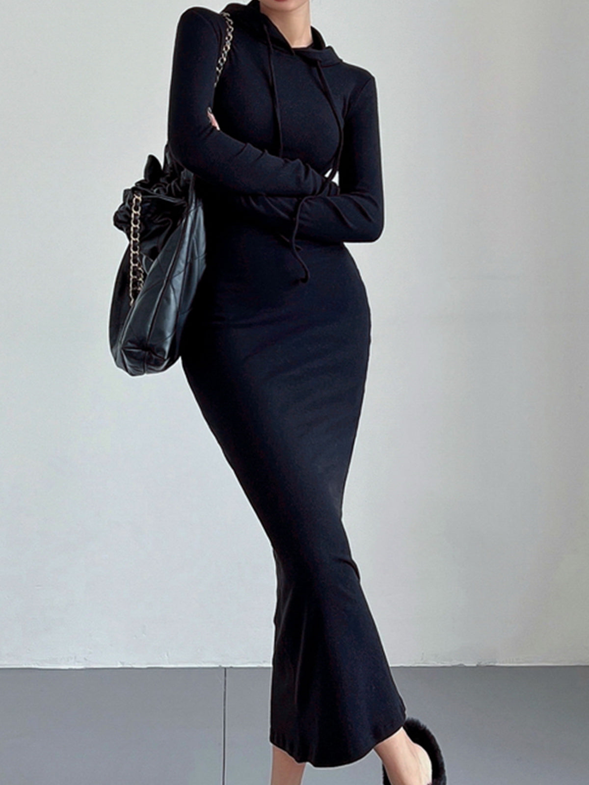 Drop Shoulder Drawstring Hooded Dress with Kangaroo Pocket Comfort Fit