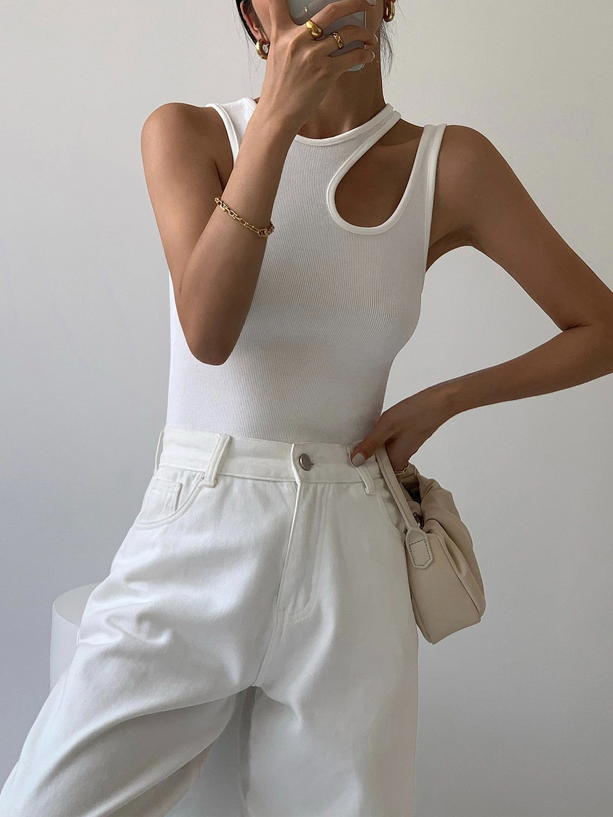 Semi-Sheer Cutout Tank Top Trendy Lightweight Summer Wear