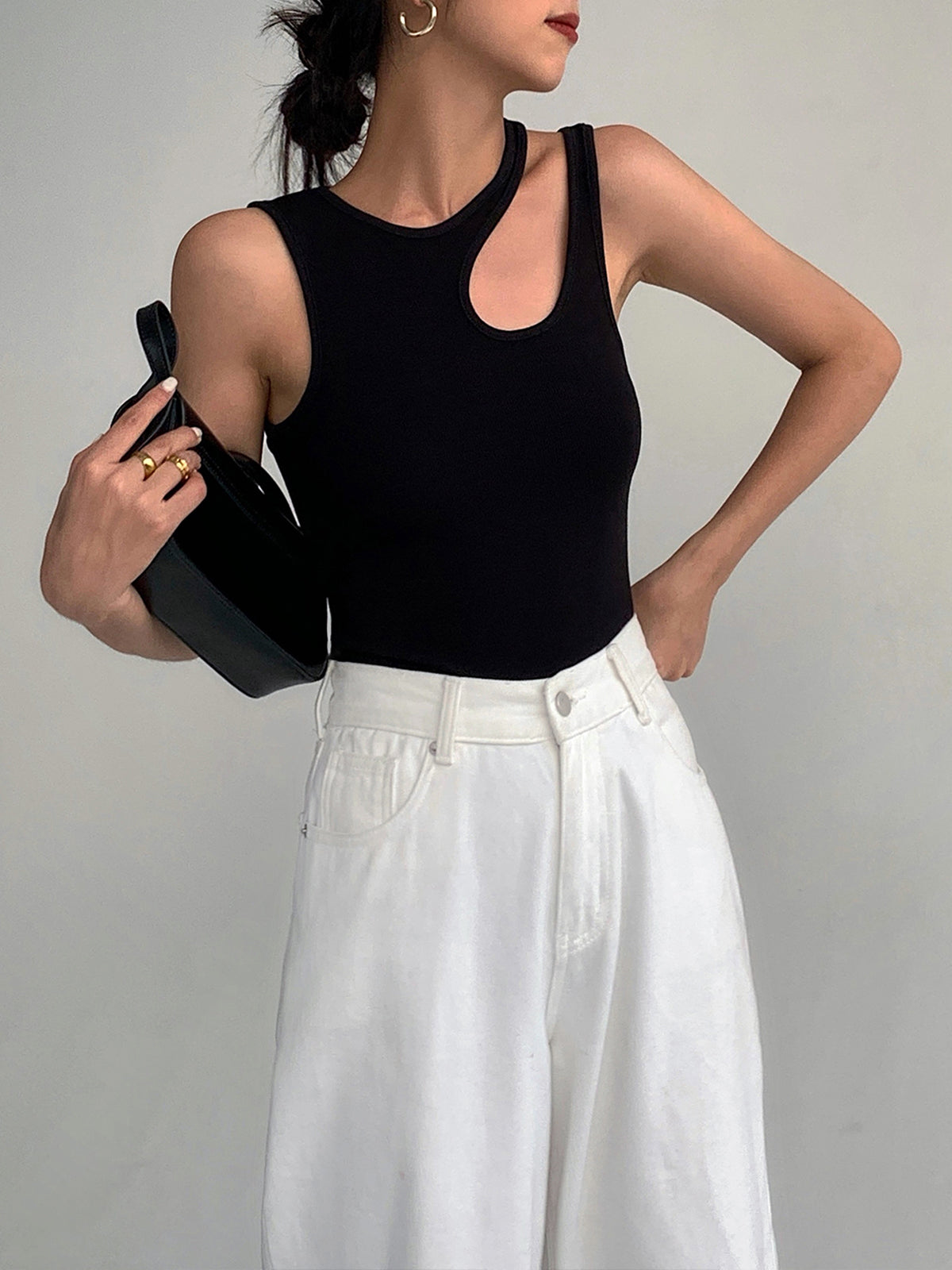 Semi-Sheer Cutout Tank Top Trendy Lightweight Summer Wear