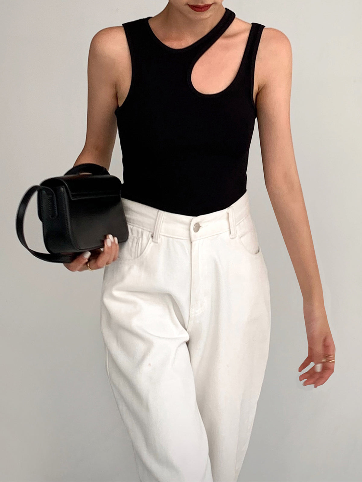 Semi-Sheer Cutout Tank Top Trendy Lightweight Summer Wear