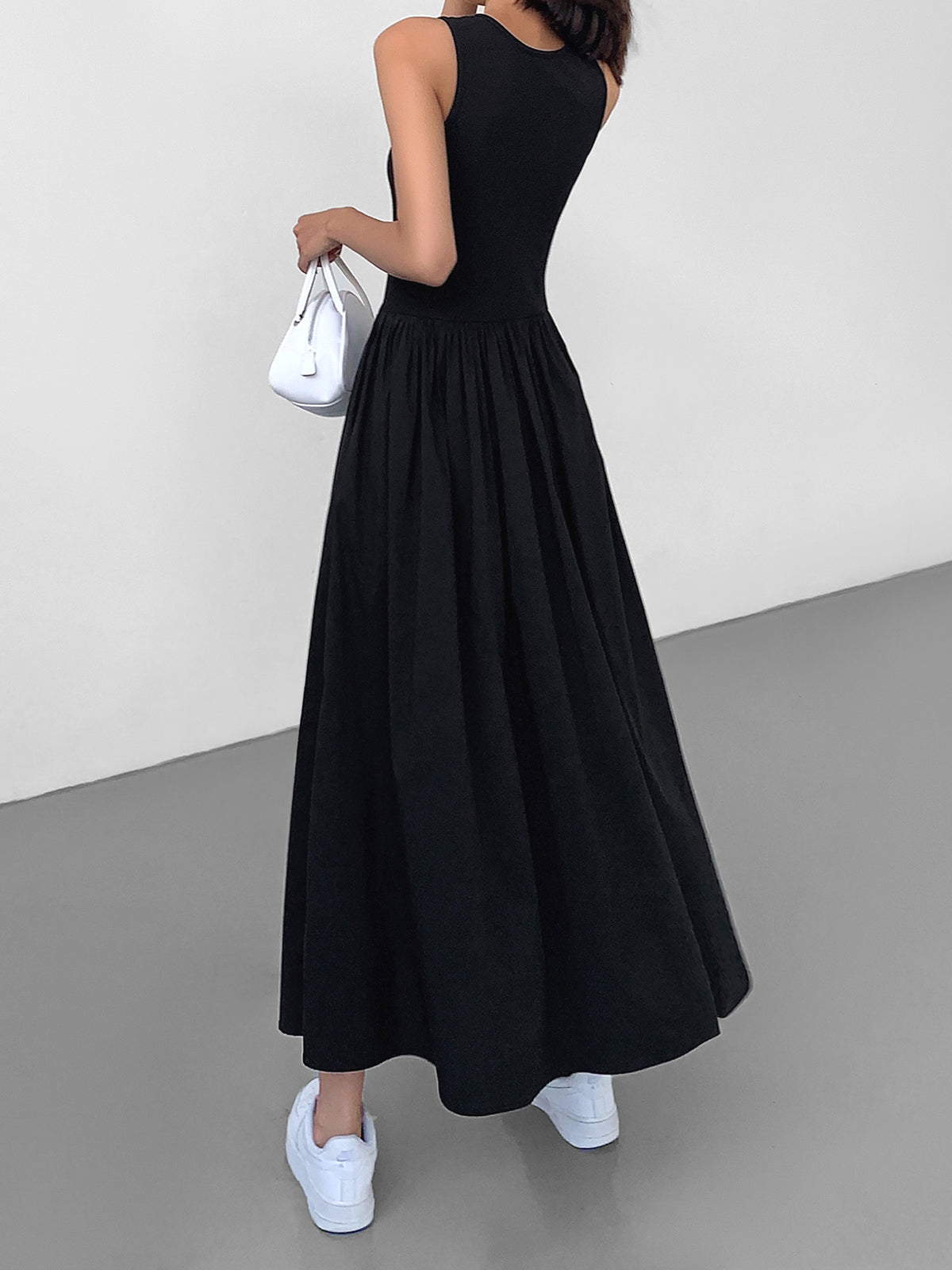Leisure Crew Neck Long Dress Comfortable Casual Maxi Style