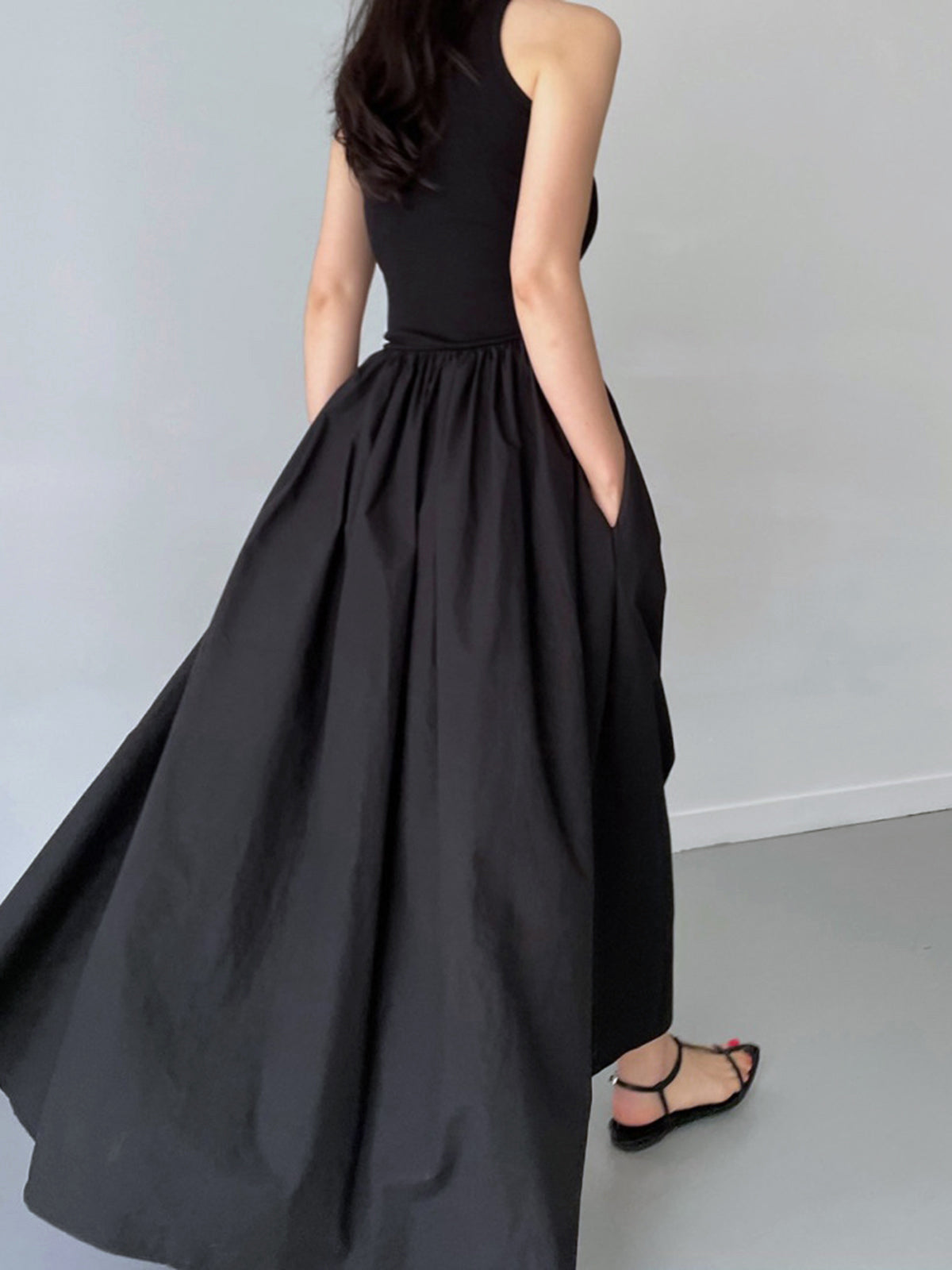 Leisure Crew Neck Long Dress Comfortable Casual Maxi Style