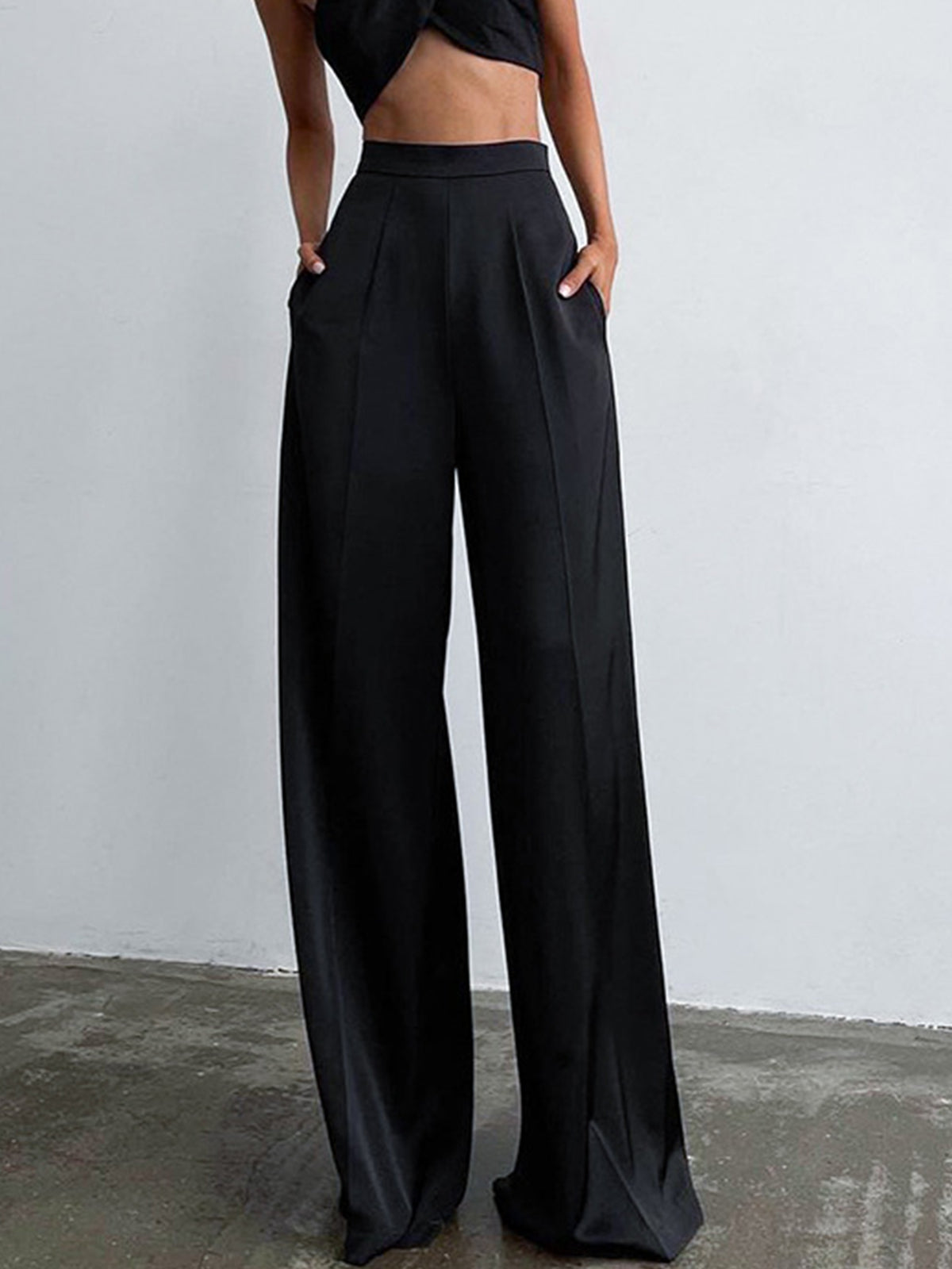 Oversized Satin Wide Leg Dress Pants High Waist Elegant Comfort