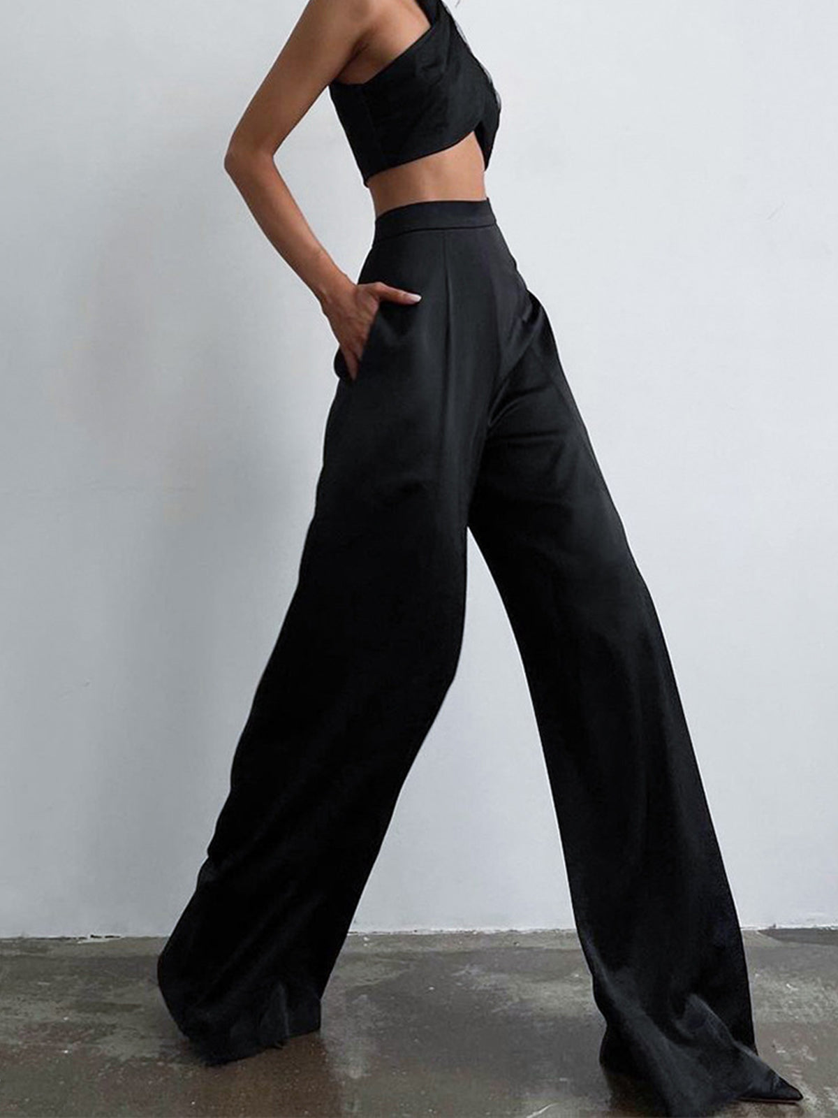 Oversized Satin Wide Leg Dress Pants High Waist Elegant Comfort