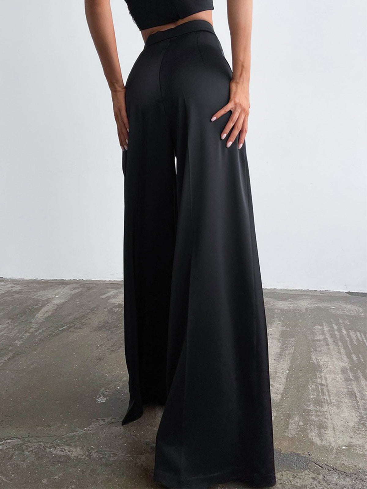 Oversized Satin Wide Leg Dress Pants High Waist Elegant Comfort