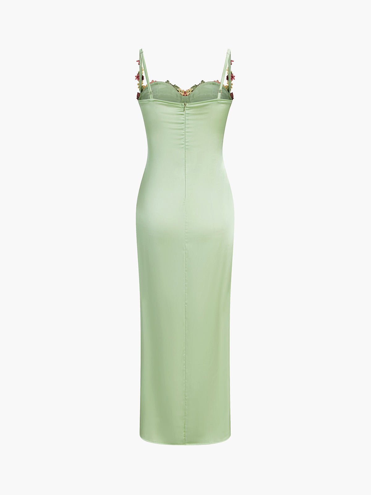 Floral Satin Midi Dress with Belted Waist Detail