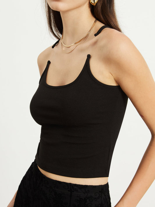 Transparent Strap Crop Tank Top with Breathable Fabric for Women