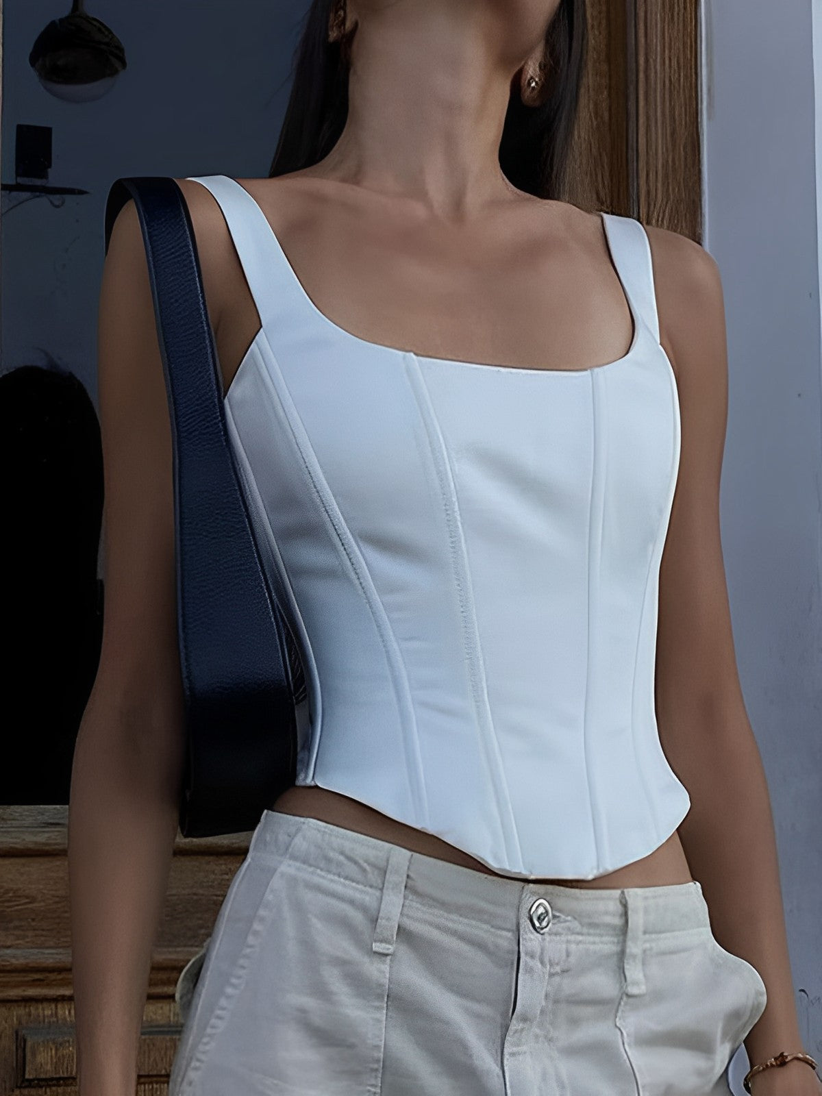 Ivory Glow Tied Crop Corset Top for Elegant Evening Wear