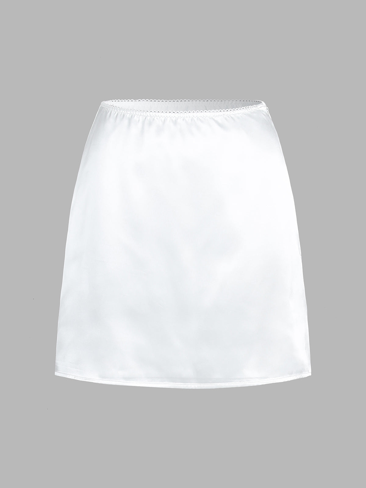 Lace Trim Satin Skirt Set with Matching Top for Women