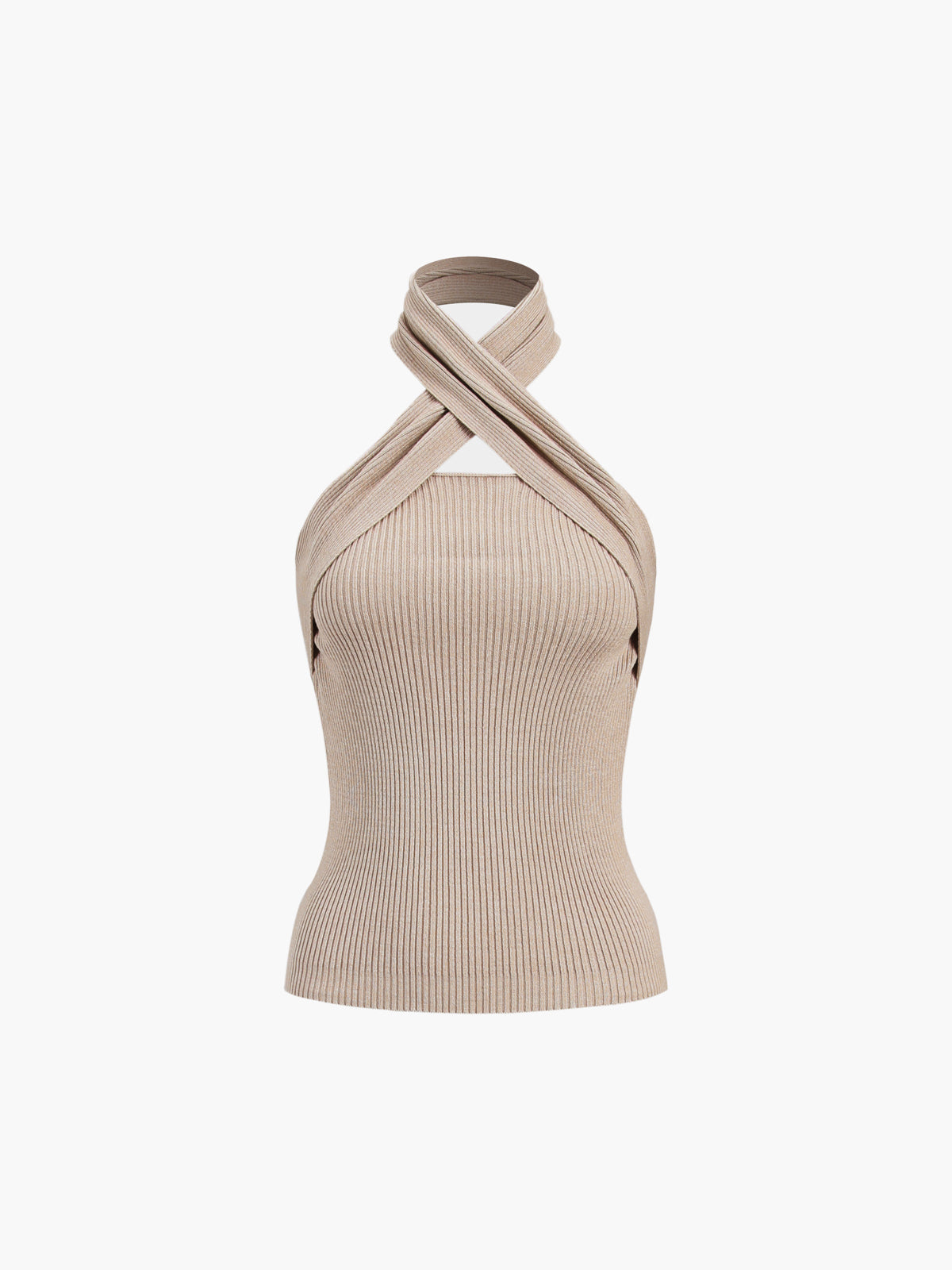 Chestnut Halter Rib Knit Top Women's Comfy Casual Wear