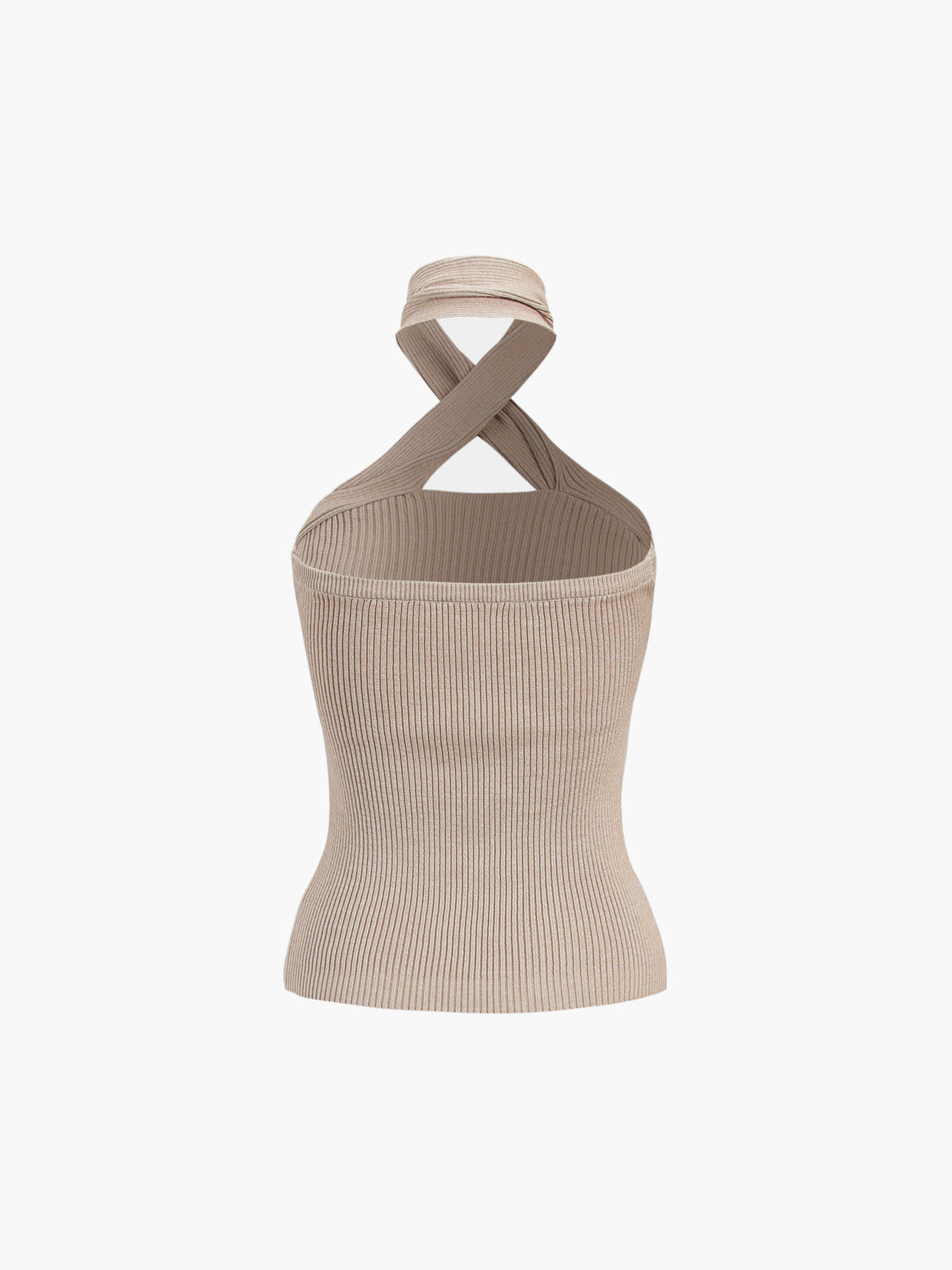 Chestnut Halter Rib Knit Top Women's Comfy Casual Wear