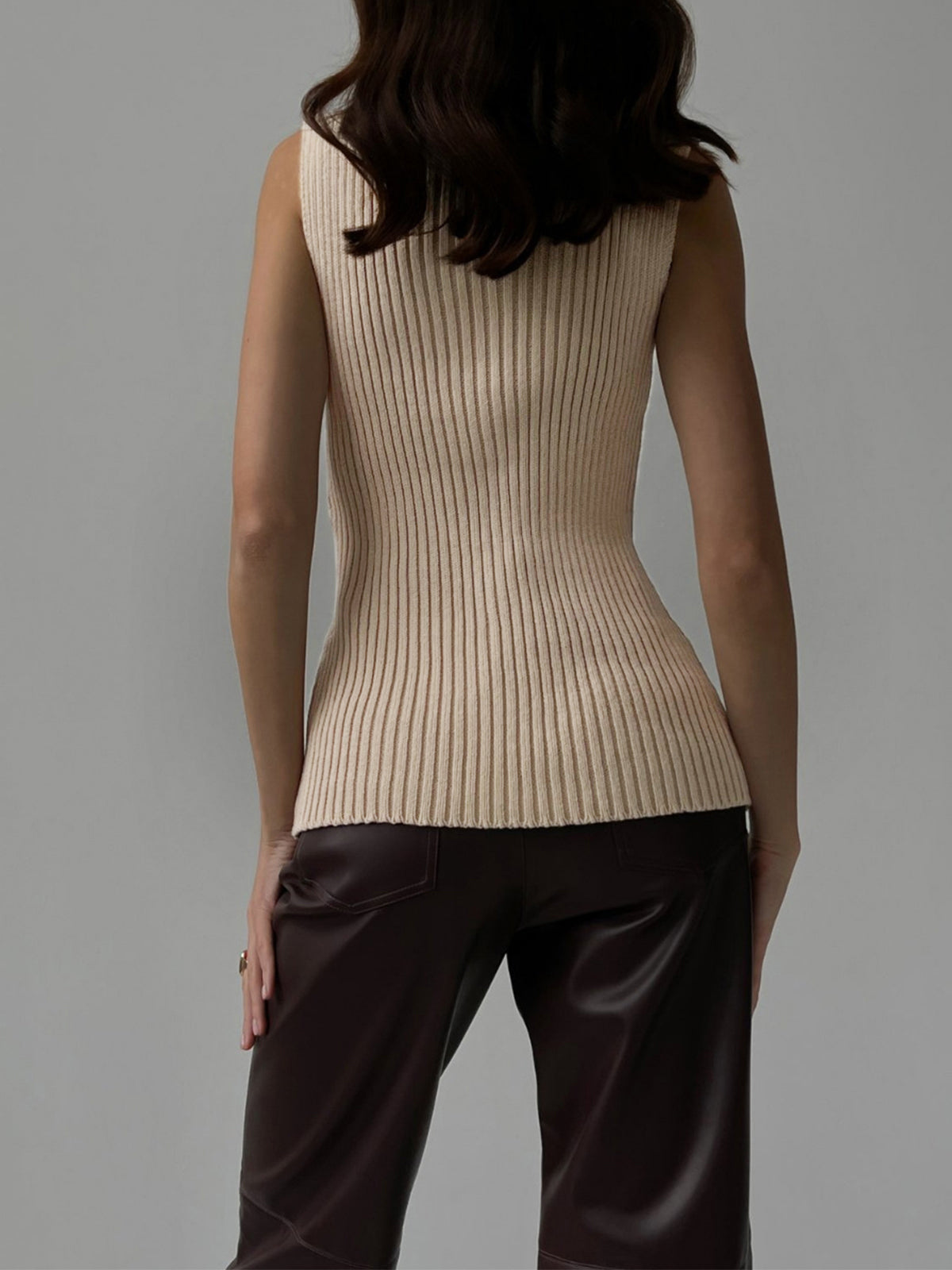 Minimalist Mock Neck Rib Tank Top for Women Comfort Fit