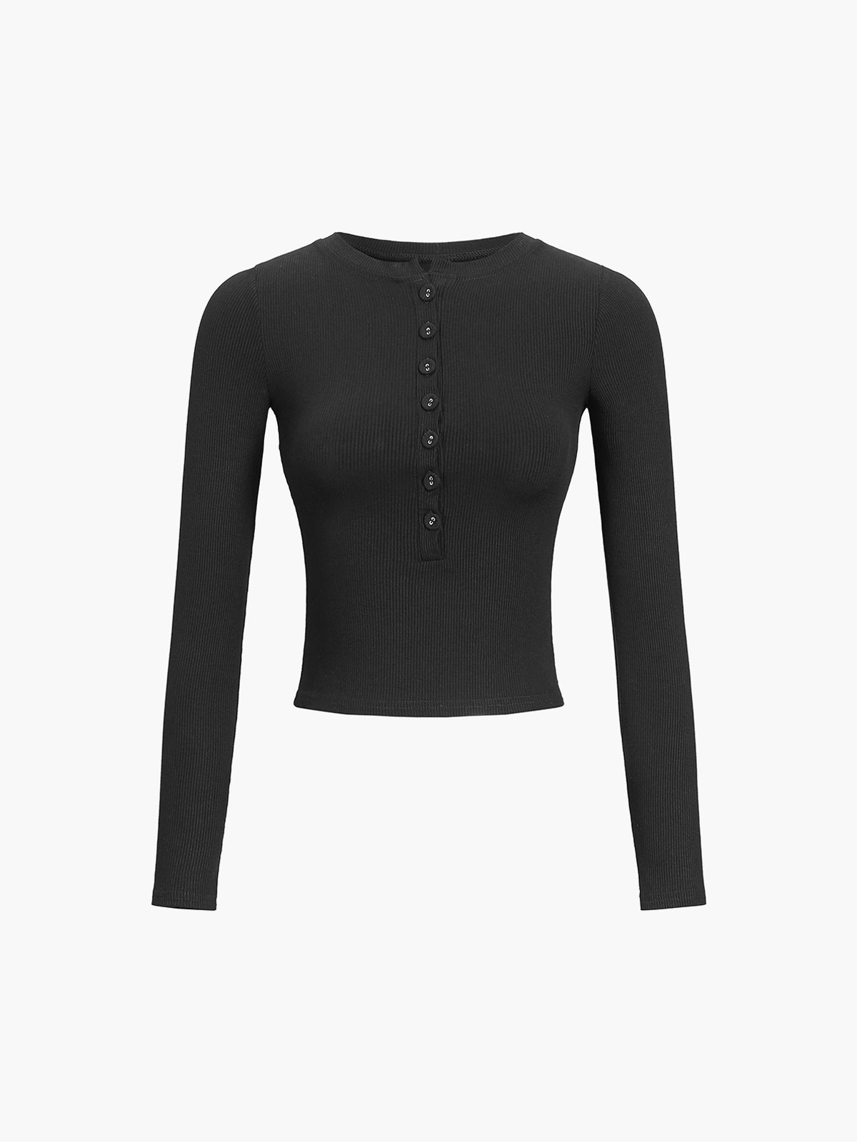 Button Down Long Sleeve Crop Shirt, Women's Trendy Casual Top