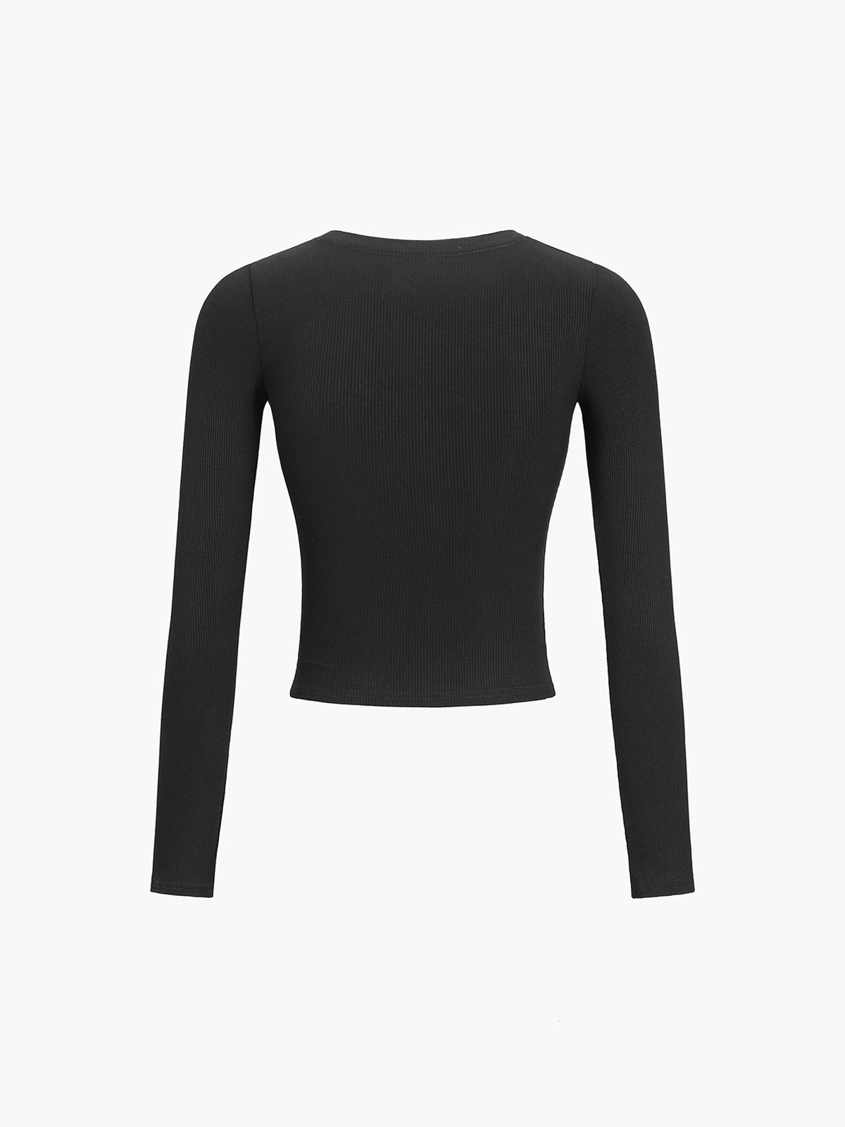 Button Down Long Sleeve Crop Shirt, Women's Trendy Casual Top