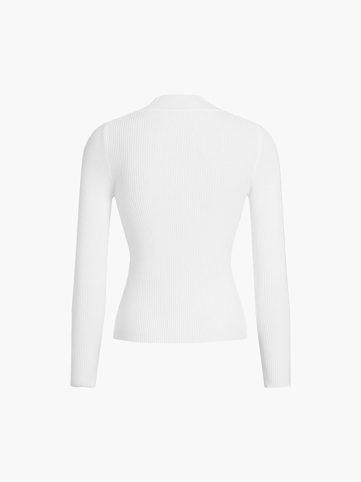 Mock Neck Rib Long Sleeve Knit Top Cozy Pullover Essential