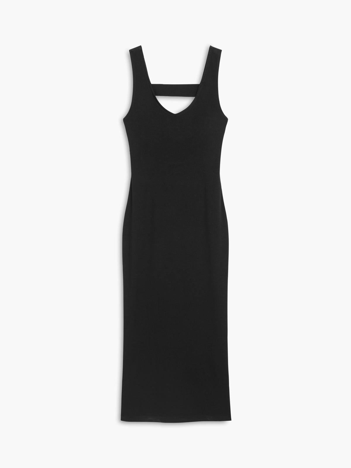 Back Cutout Knit Midi Dress with Long Sleeves and Stretch Fabric
