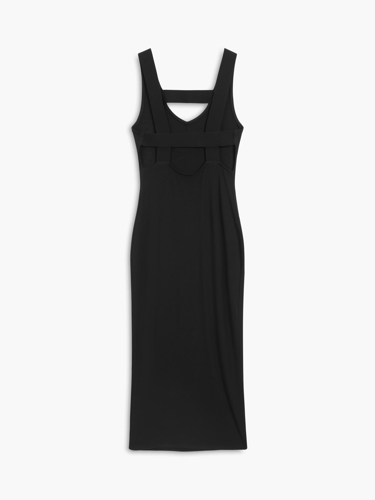 Back Cutout Knit Midi Dress with Long Sleeves and Stretch Fabric