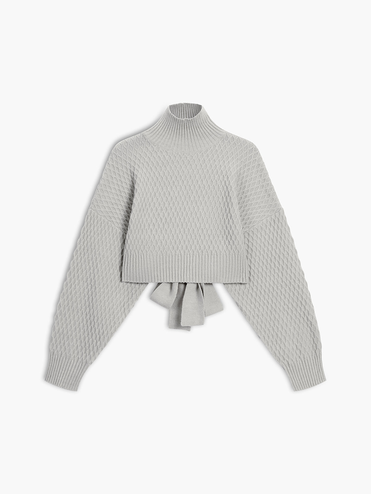 Tie Back Mock Neck Sweater Cozy Fall Winter Essential