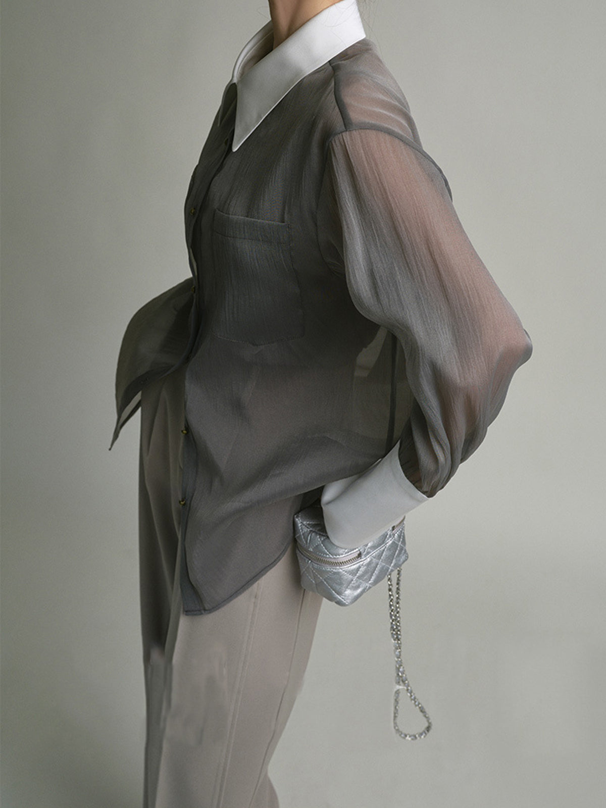 Semi-Sheer Leisure See Through Shirt With Cami Top for Women Stylish Layered Outfit