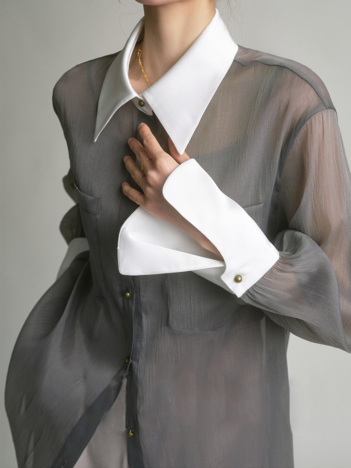Semi-Sheer Leisure See Through Shirt With Cami Top for Women Stylish Layered Outfit