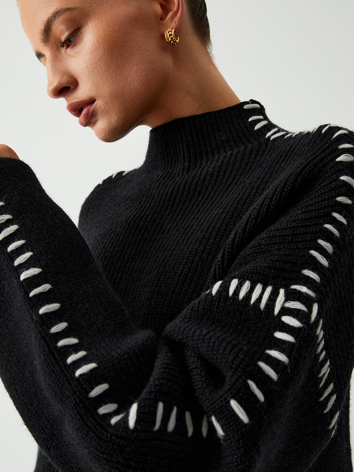 Shift The Focus Oversized Mock Neck Sweater - Comfortable Cozy Winter Apparel