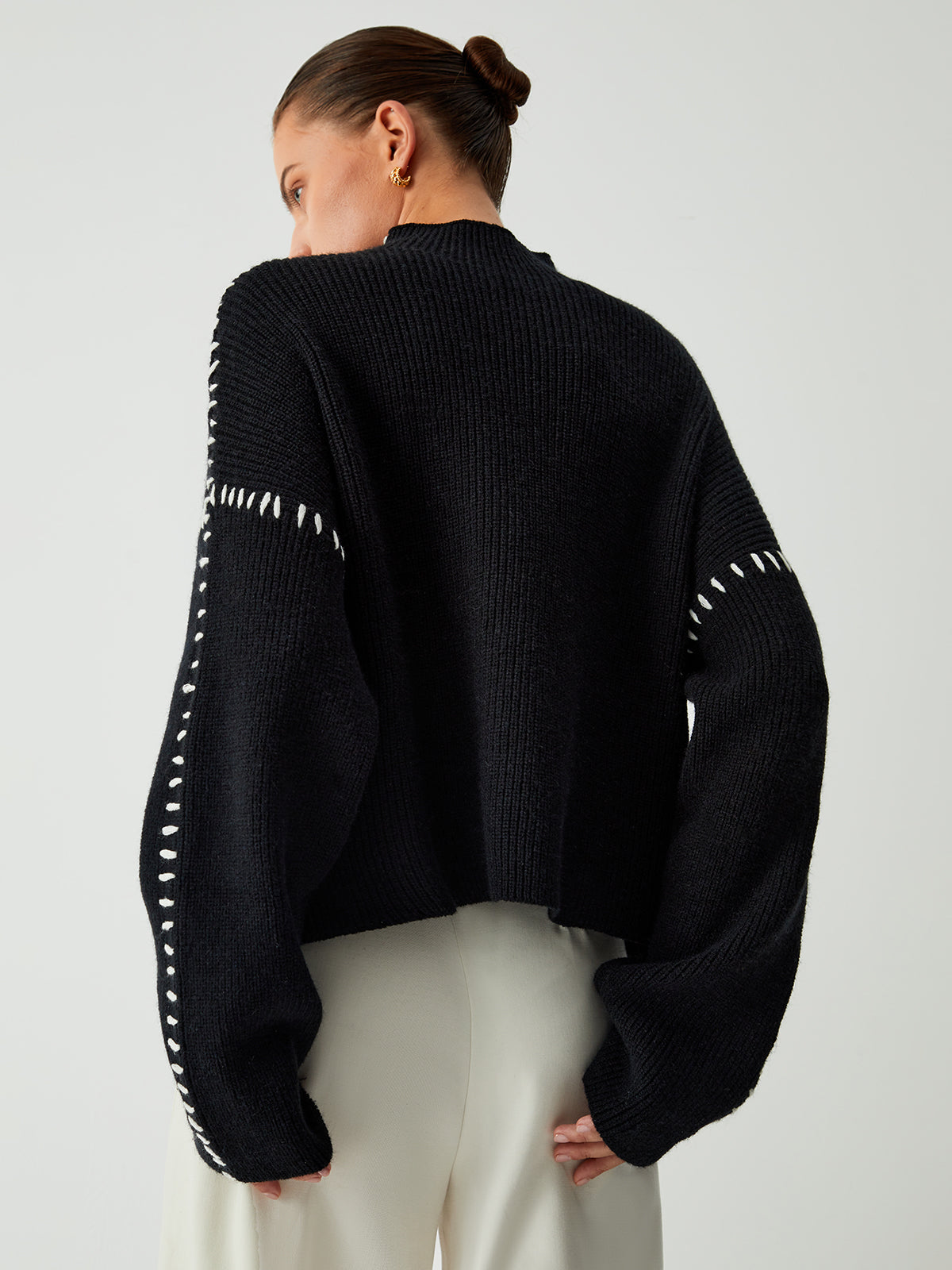 Shift The Focus Oversized Mock Neck Sweater - Comfortable Cozy Winter Apparel