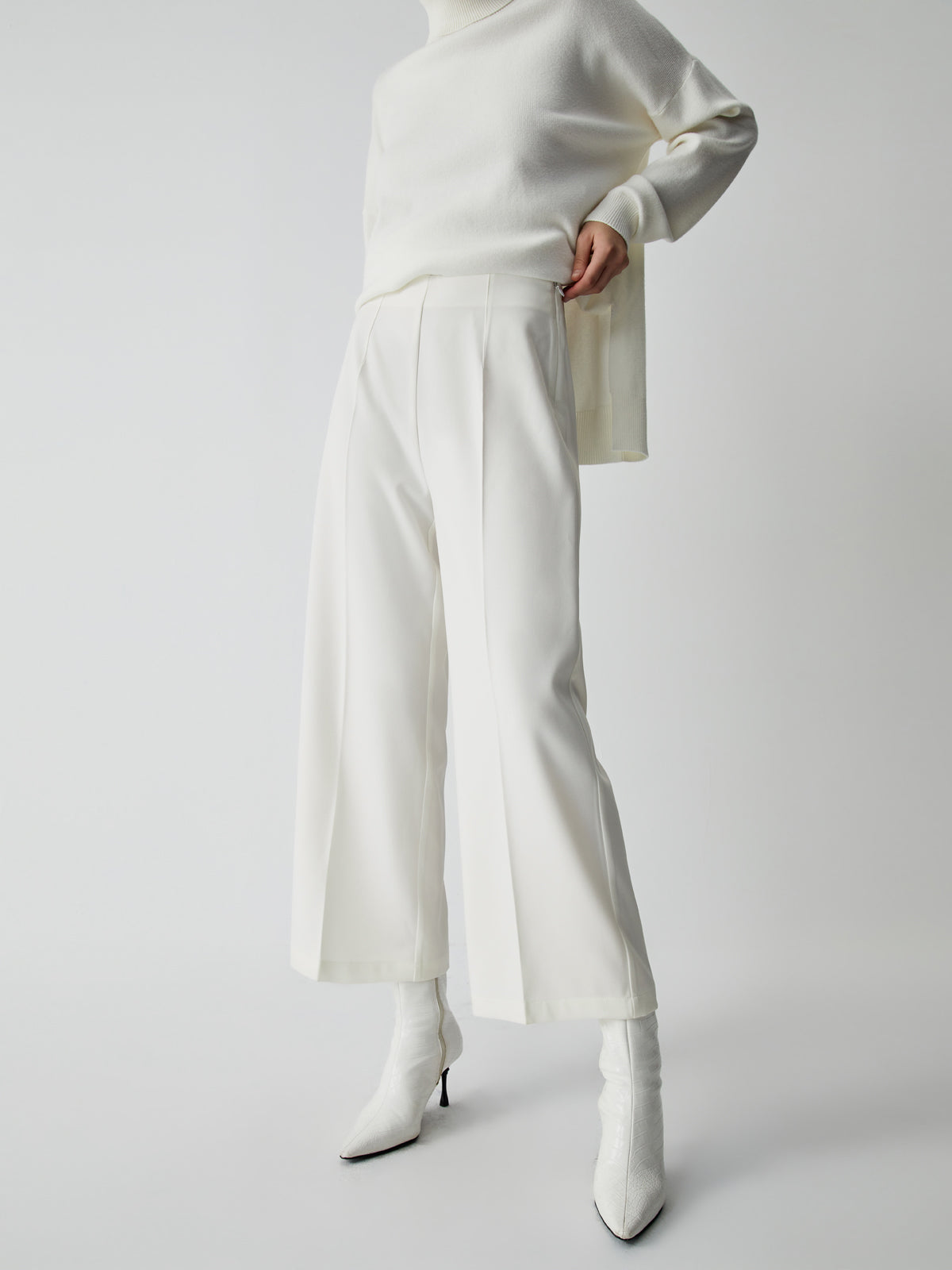 Semi-Sheer Wide Leg Culotte Pants for Women, Lightweight Summer Trousers