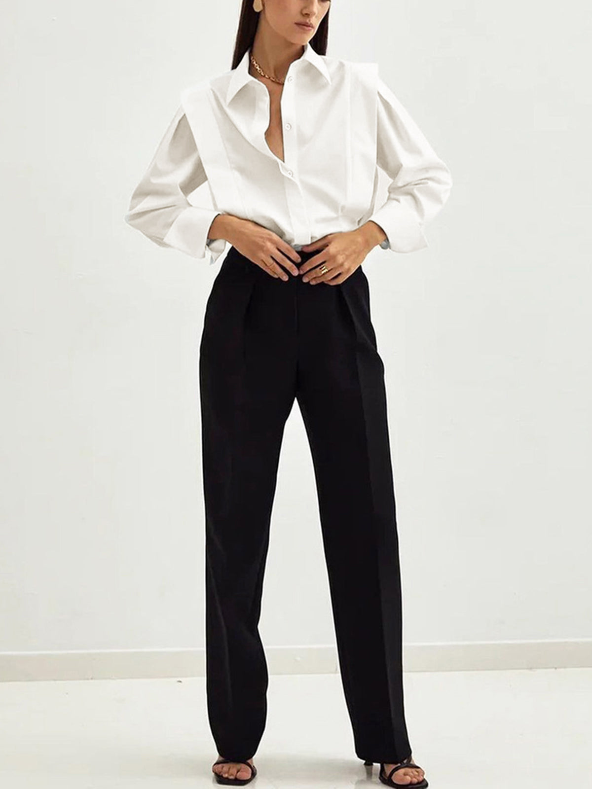 Oversized Button Down Cotton Shirt Casual Versatile Long Sleeve