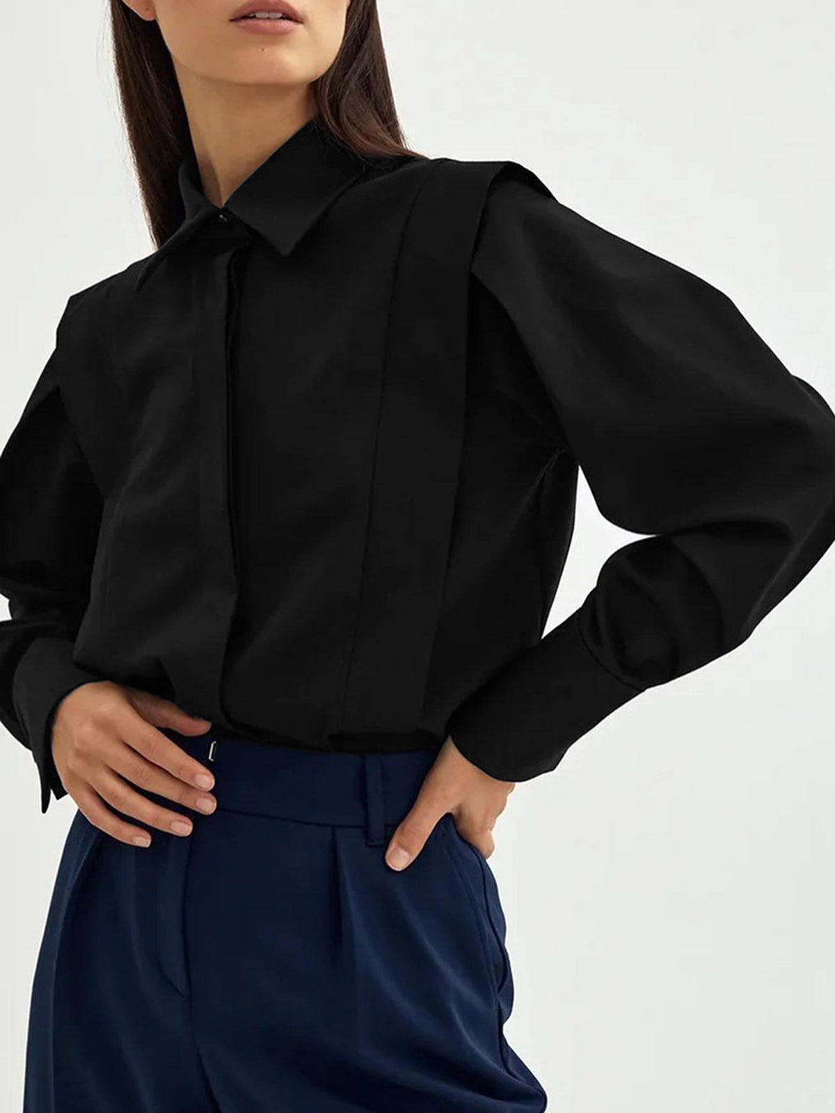 Oversized Button Down Cotton Shirt Casual Versatile Long Sleeve