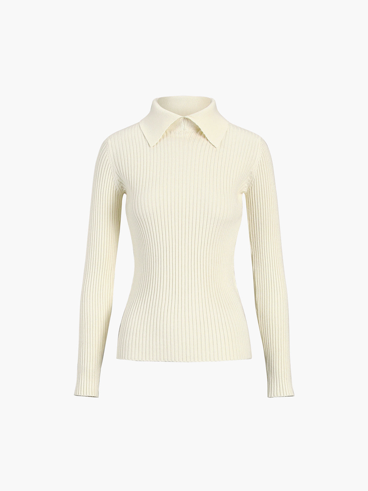 Vanilla Polo Long Sleeve Knit Top Comfortable Casual Wear