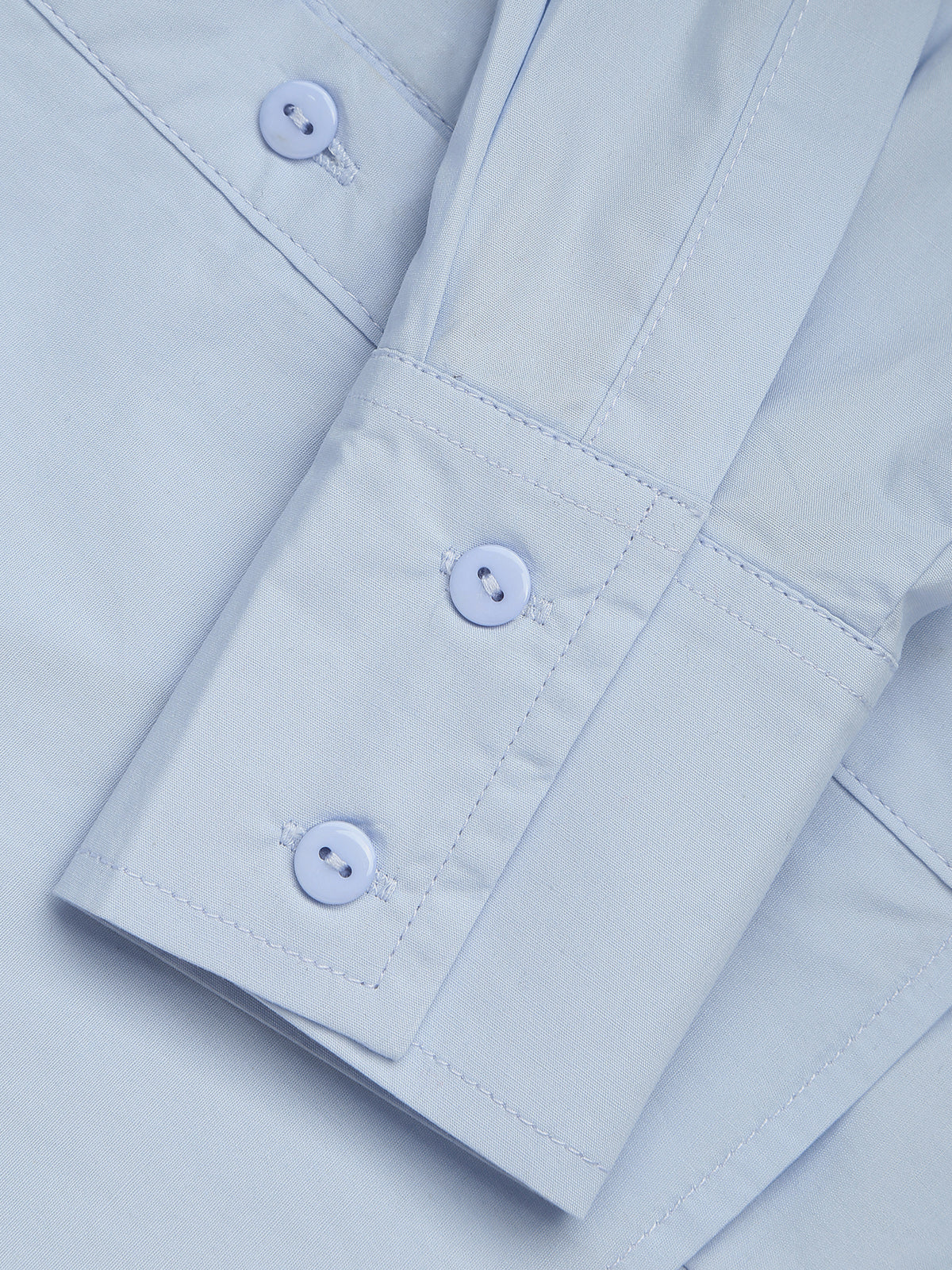 Baby Blue Open Collar Double Layer Crop Shirt for Women, Casual Summer Style