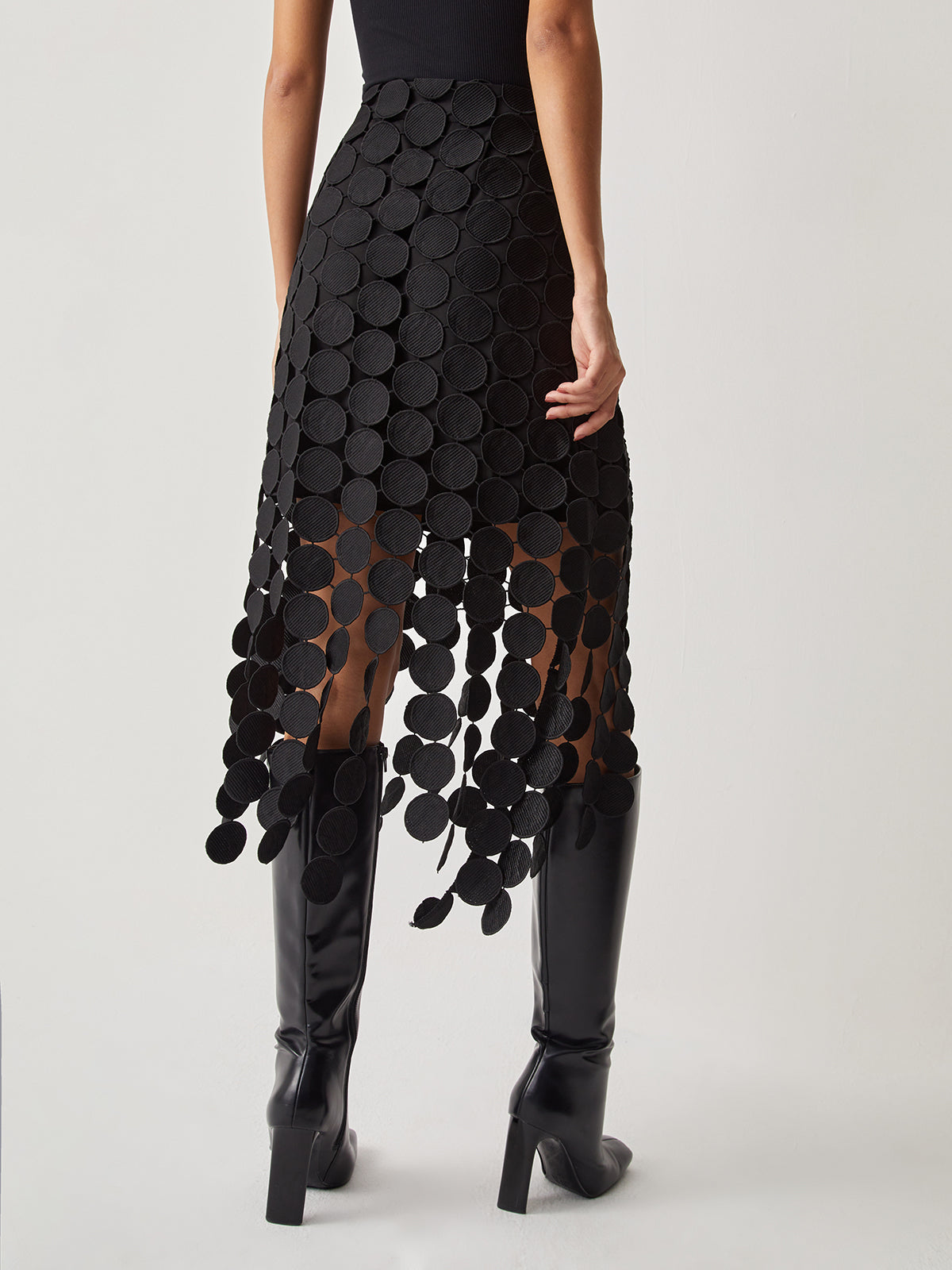 Laser Cut Multi Circle Double Layered Fashion Skirt Trendy Design