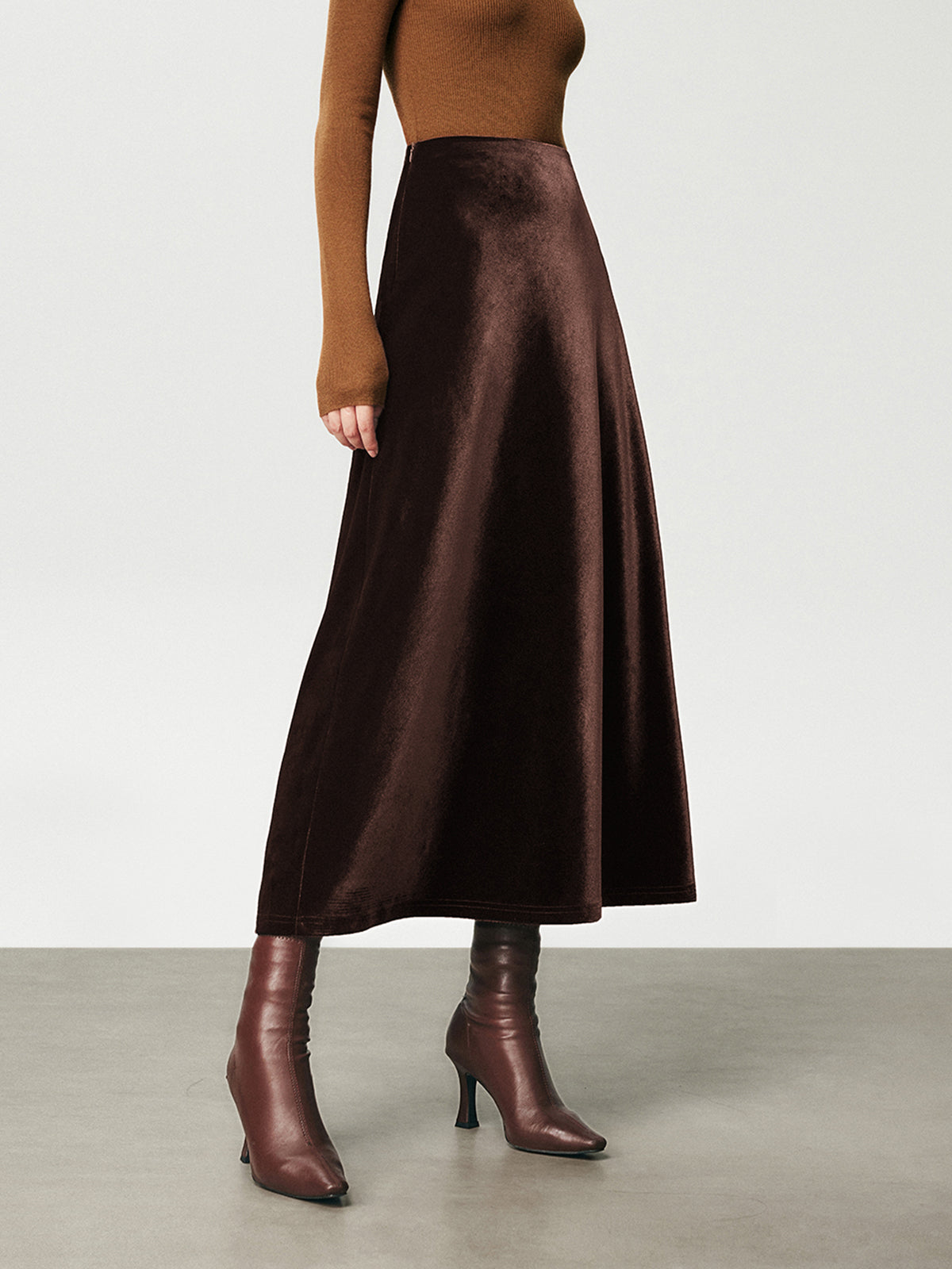 High Waist Velvet Maxi Skirt for Women, Long Elegant Evening