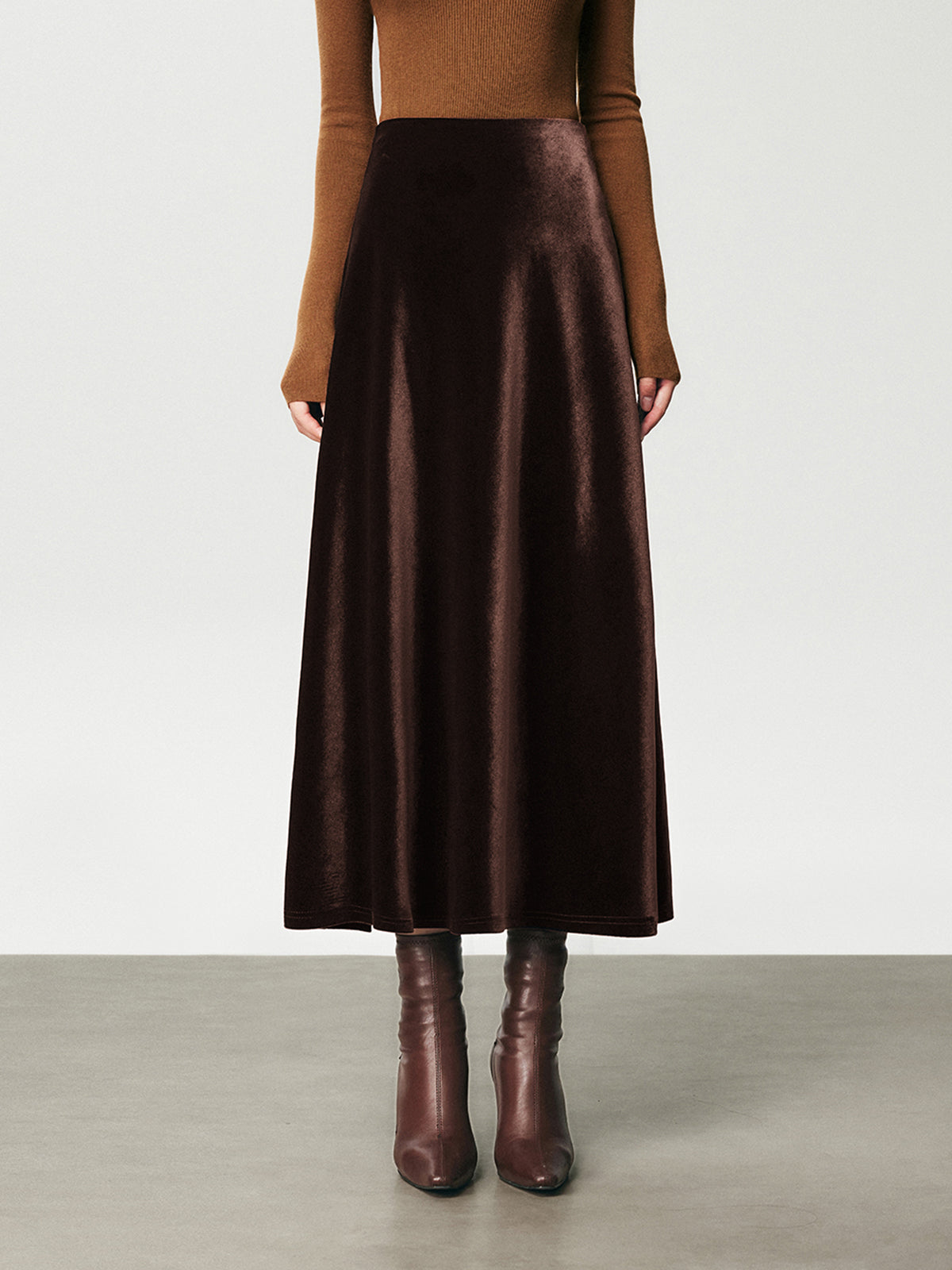 High Waist Velvet Maxi Skirt for Women, Long Elegant Evening
