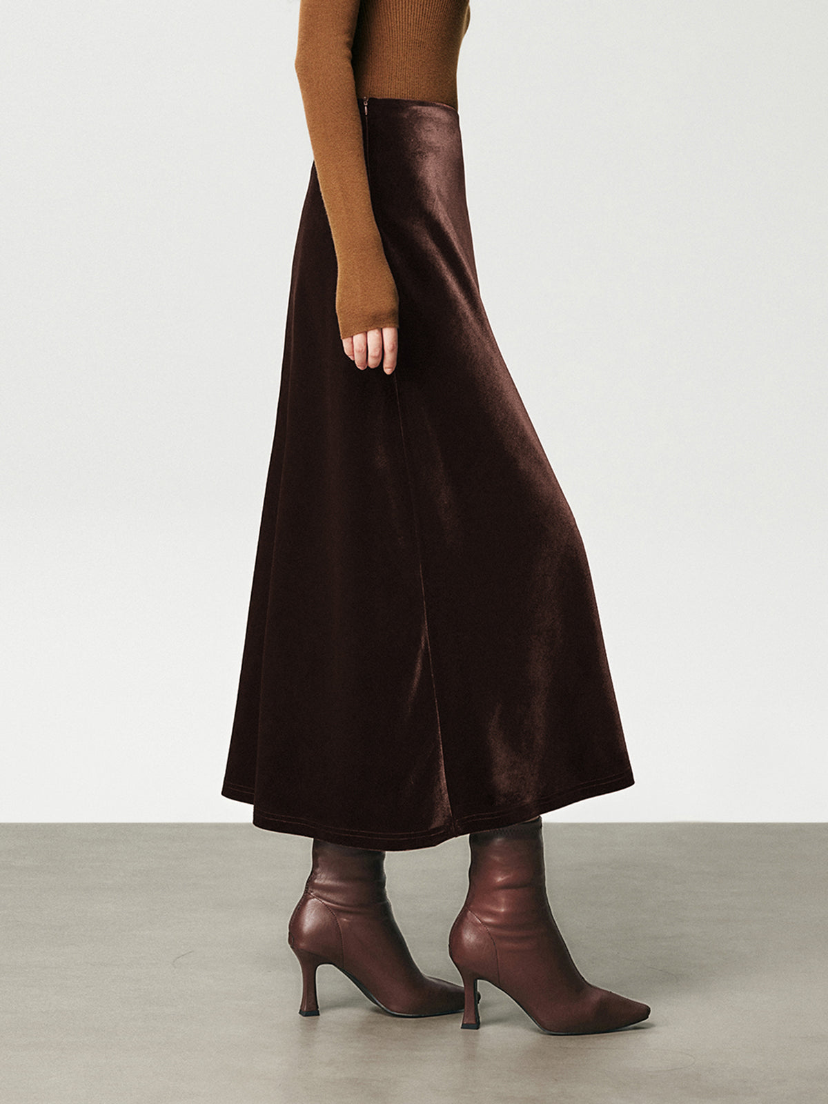 High Waist Velvet Maxi Skirt for Women, Long Elegant Evening