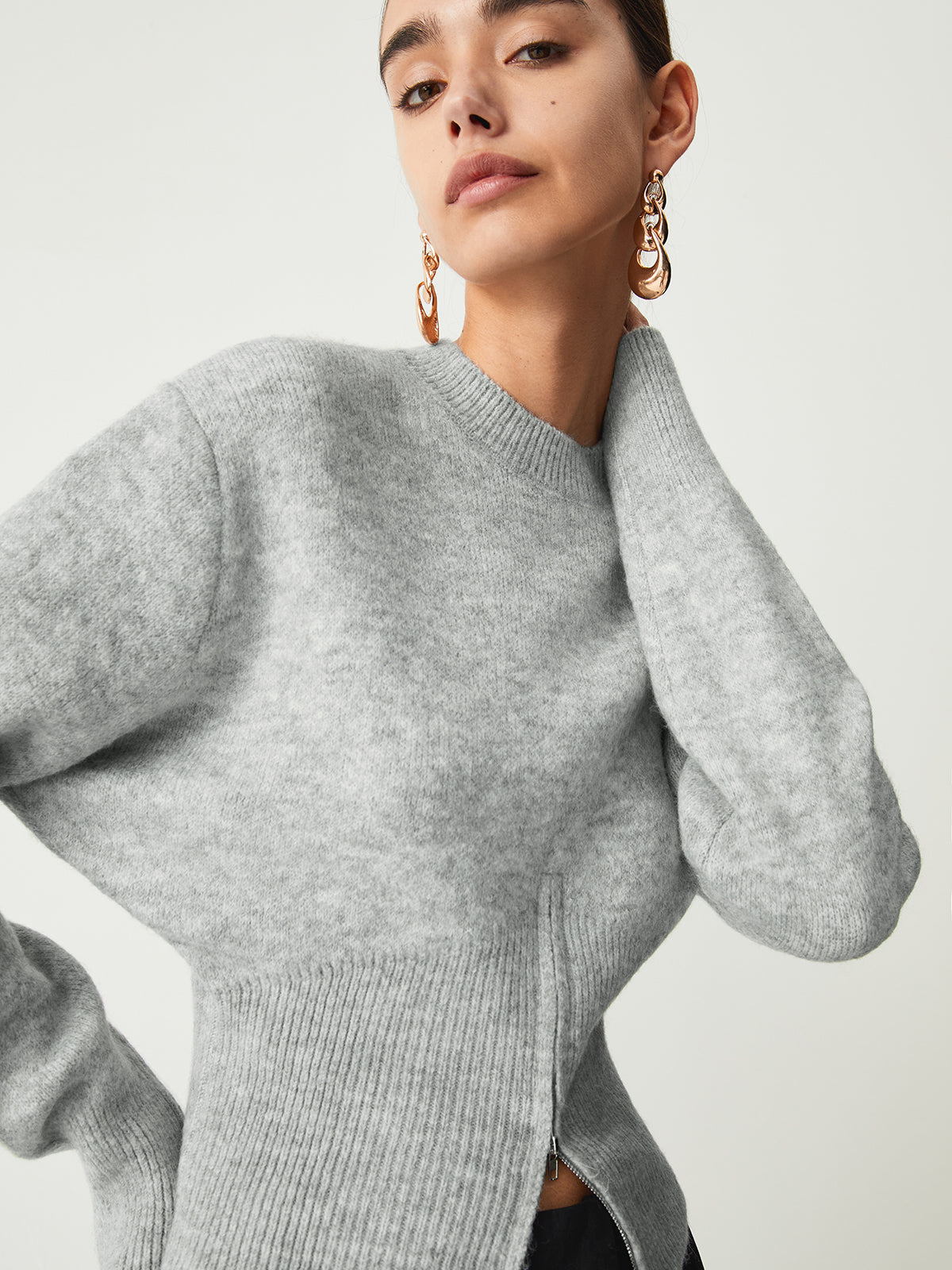 Half Zip Fuzzy Sweater Comfortable Winter Warm Pullover
