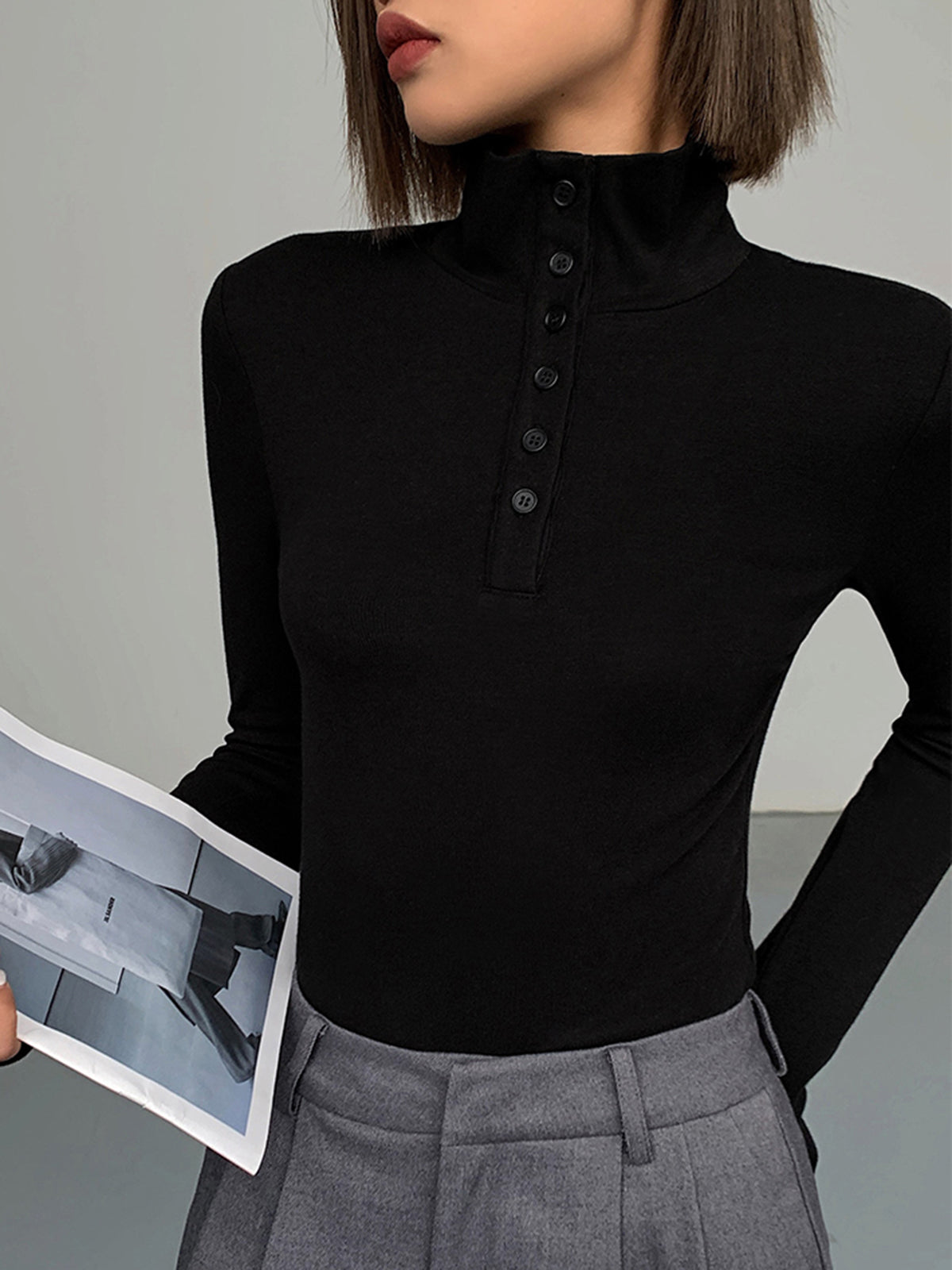 Slinky Button-up Long Sleeve Shirt for Women Casual or Formal Wear