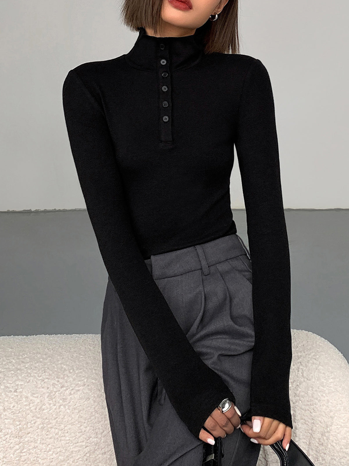 Slinky Button-up Long Sleeve Shirt for Women Casual or Formal Wear