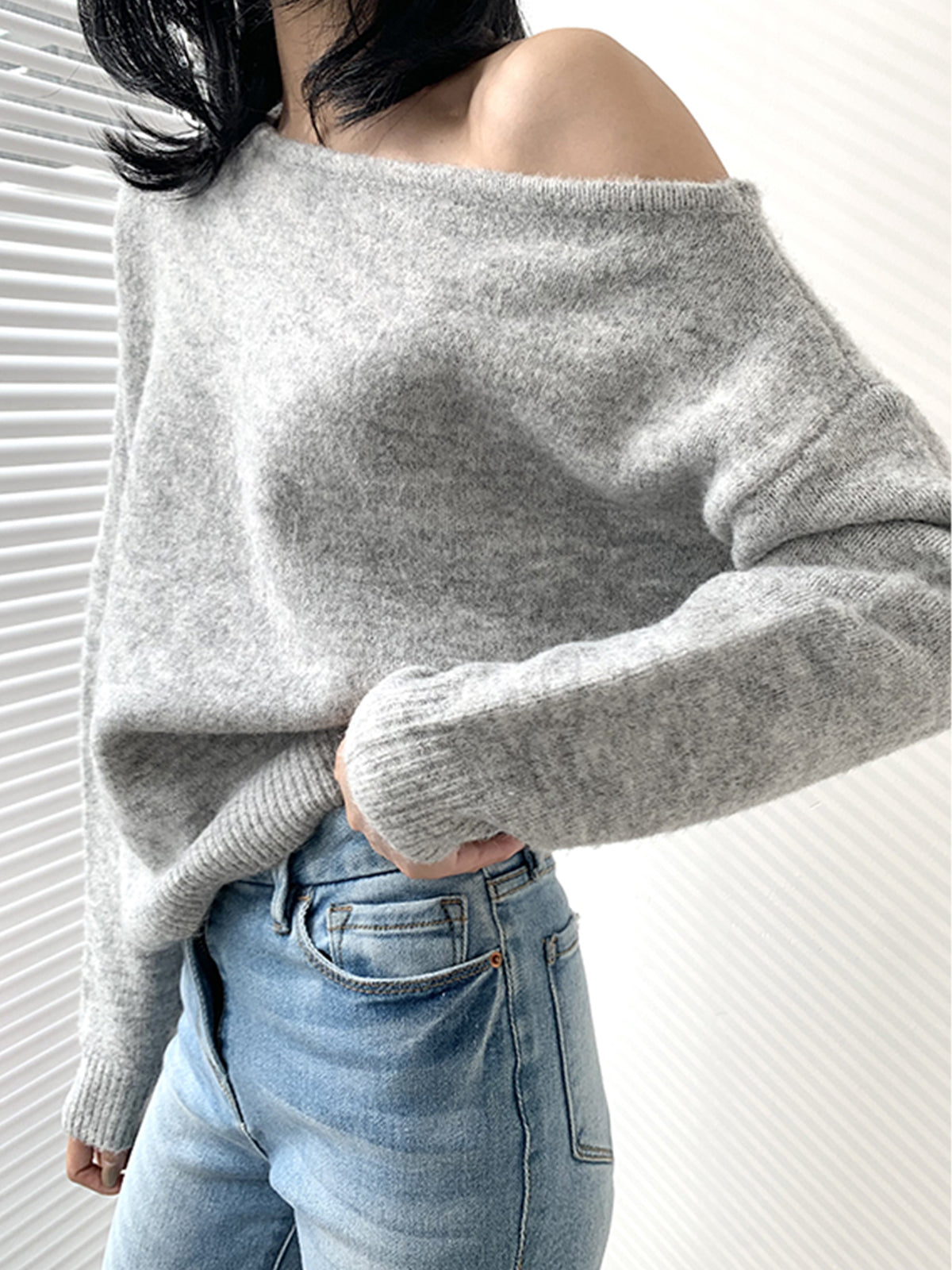One Shoulder Asymmetric Sweater For Women Casual Style