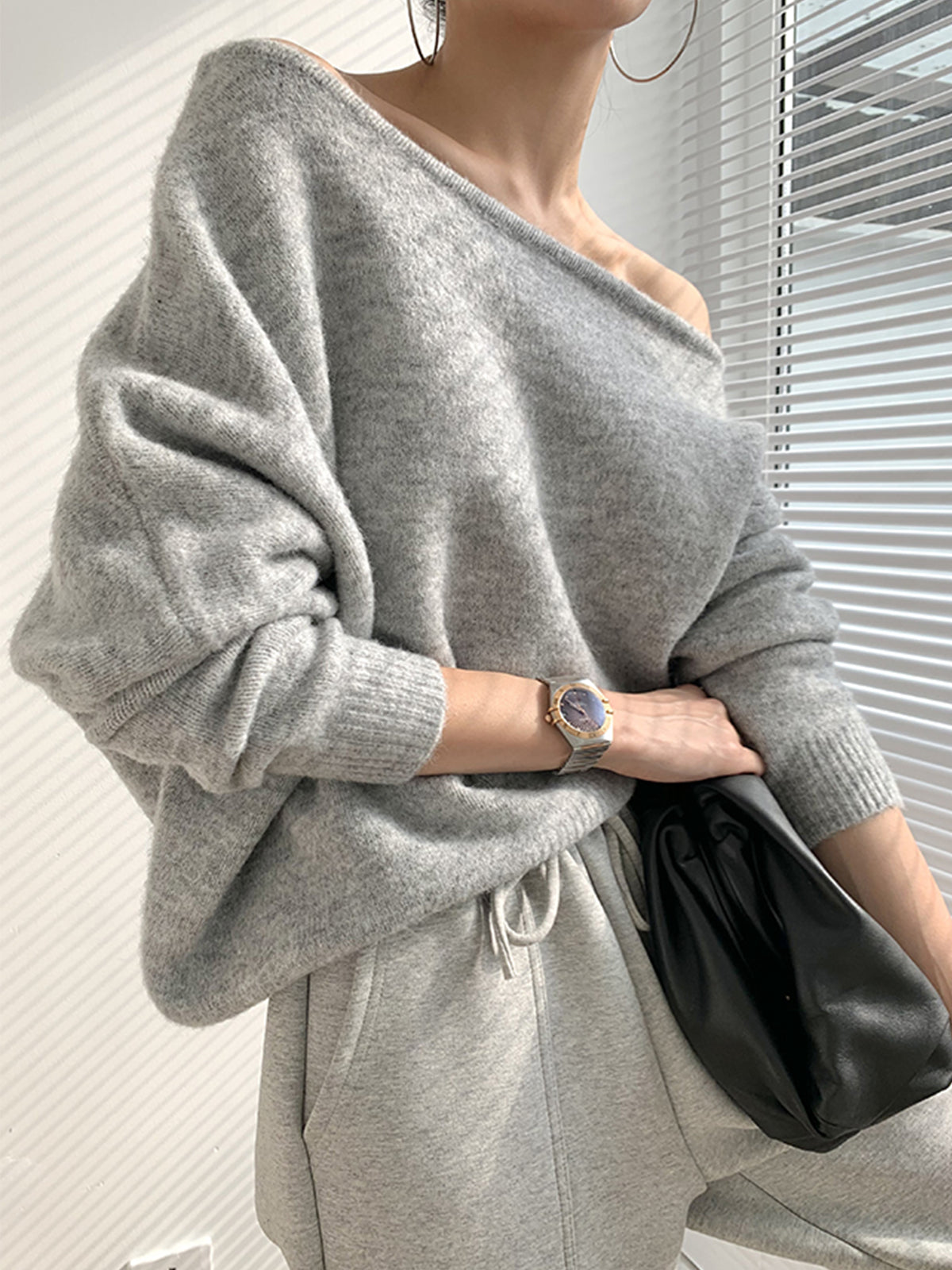 One Shoulder Asymmetric Sweater For Women Casual Style