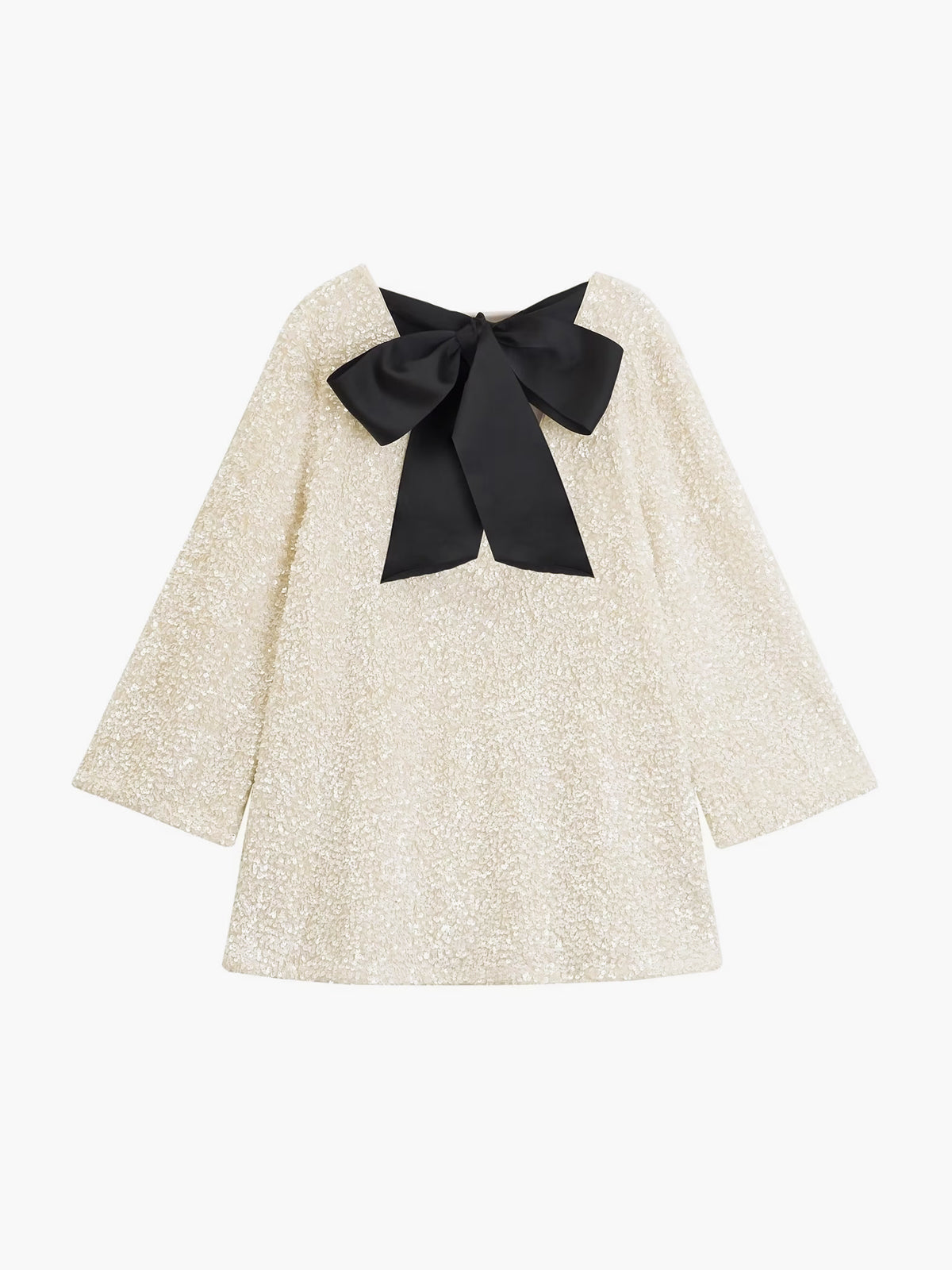 Sequins Velvet Bowknot Mini Dress Elegant Party Wear
